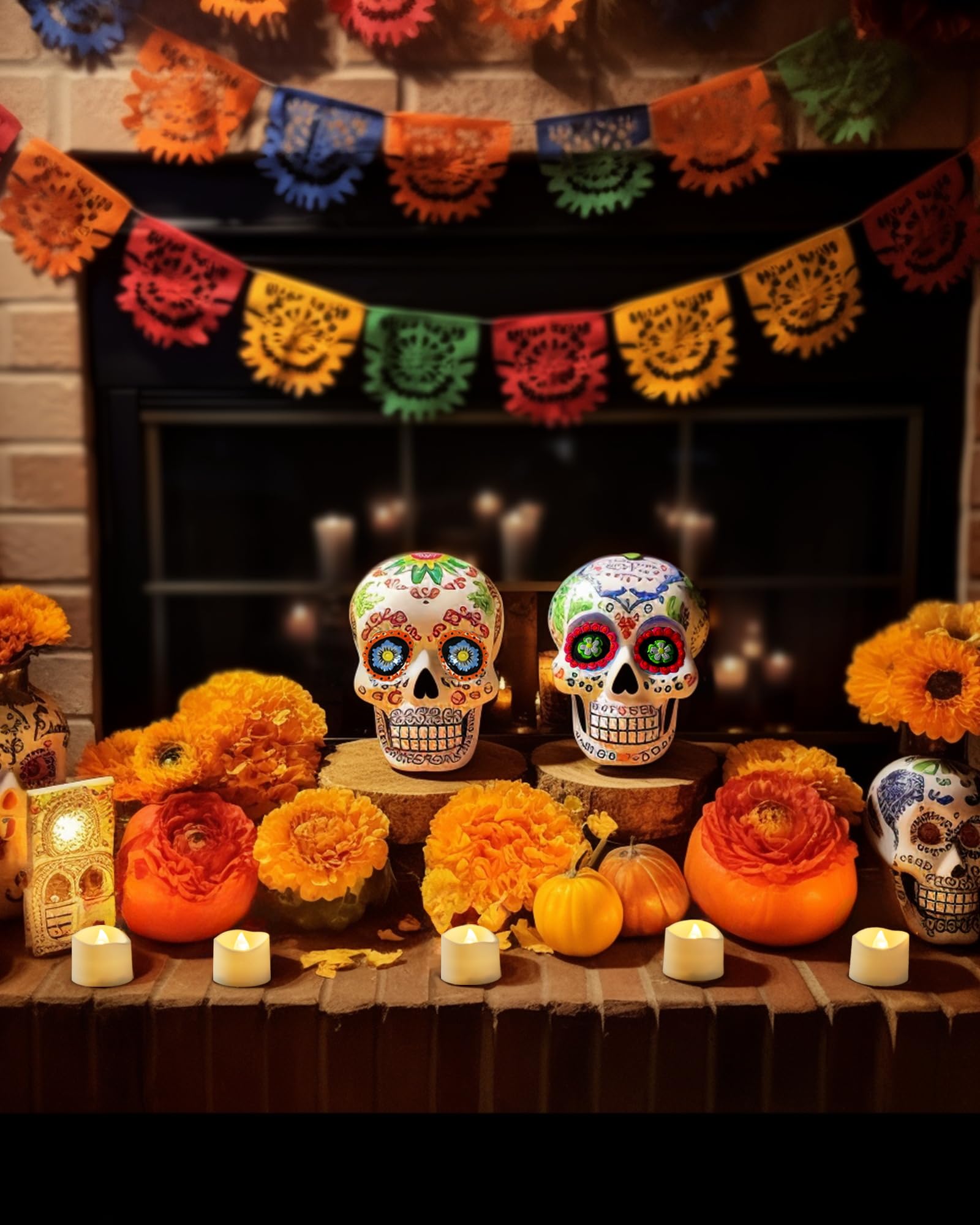 Homemory Timer Tea Lights Candles Battery Operated, 6H Timer Built-In, Auto On Daily, Flameless Led Tealight Votives For Table C