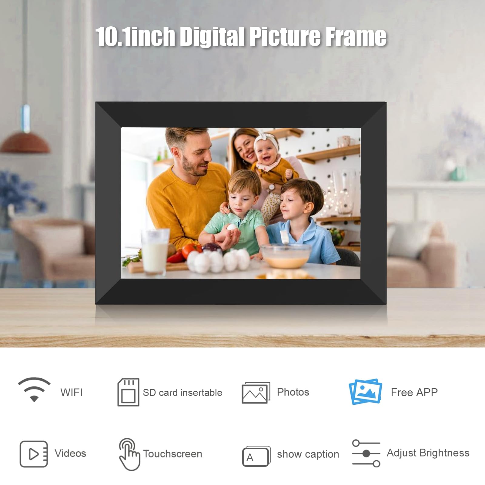 Digital Picture Frame Wifi 10.1 Inch Smart Digital Photo Frame With 1280X800 Ips Hd Touch Screen, Auto Rotate And Slideshow, Eas