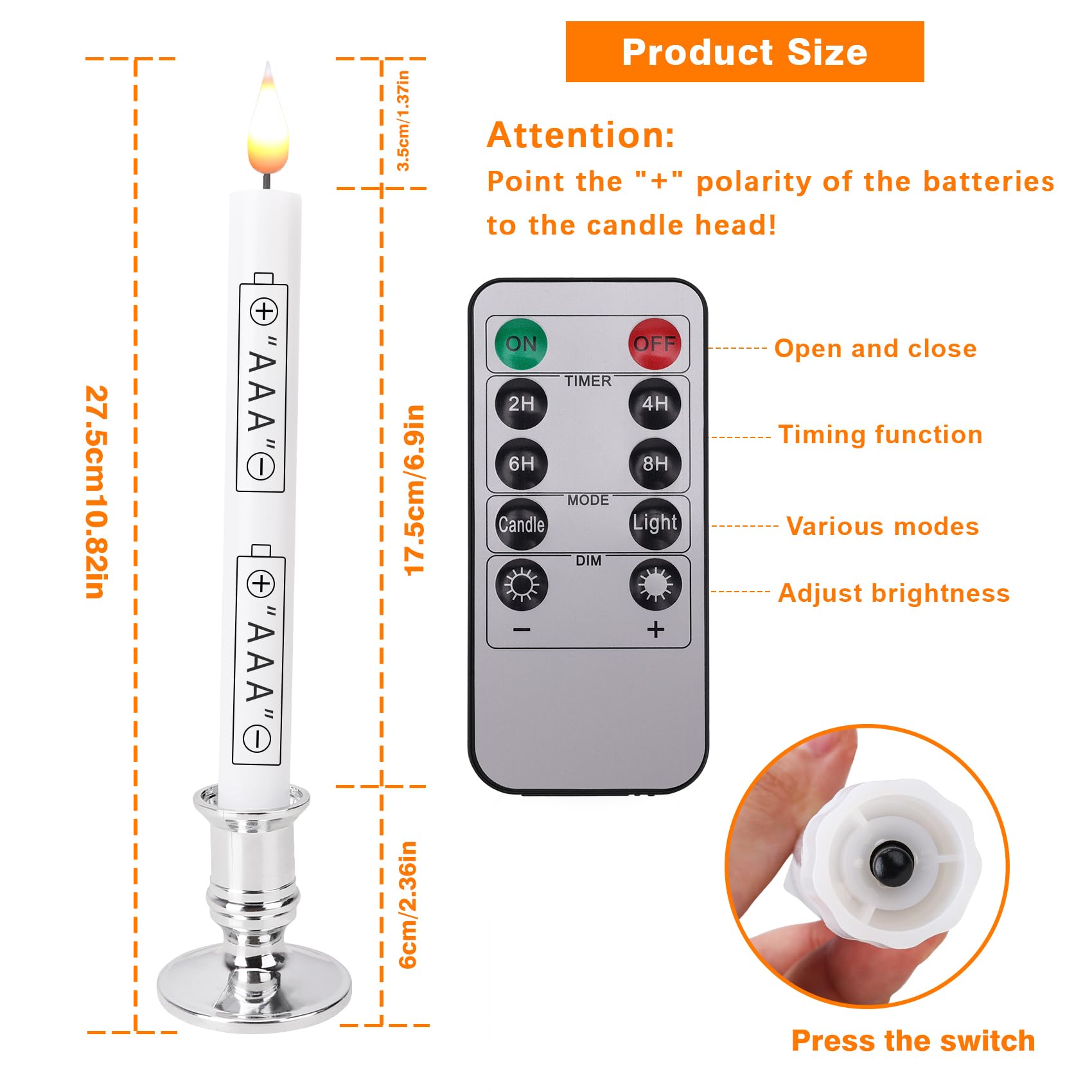 Flameless Window Candles With Remote Timer 10 Pcs Battery Operated Led Flickering Taper Candle Lights With Removable Sliver Cand