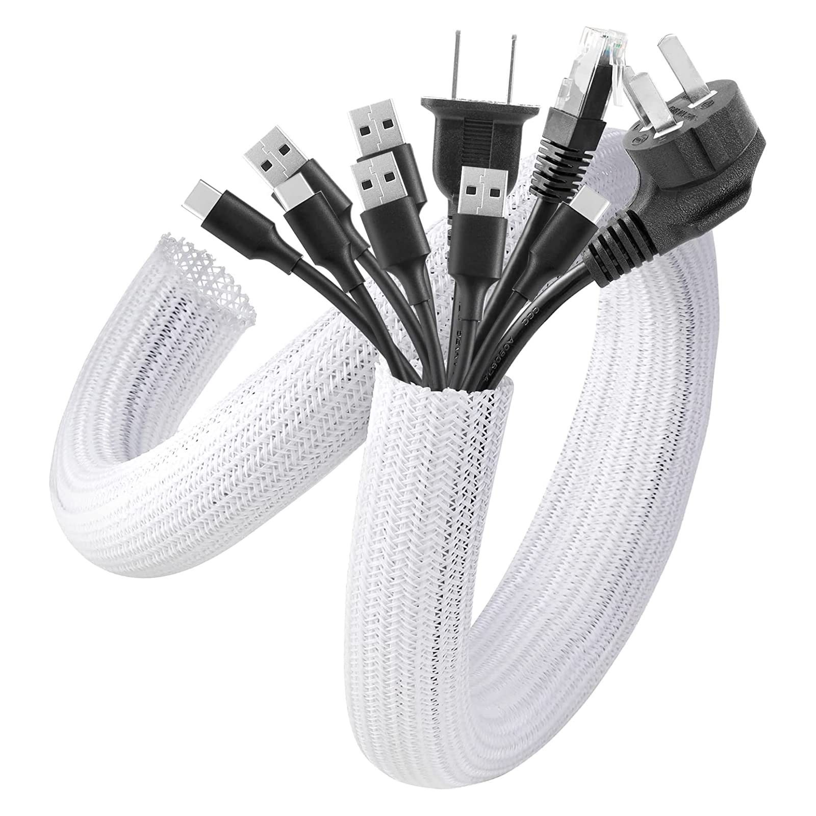 Agptek Cable Sleeve Cover, 6.6Ft   1.5 Inch Cord Management Wire Organizer Under Desk, Home Office Computer Wire Cover Hider Cor