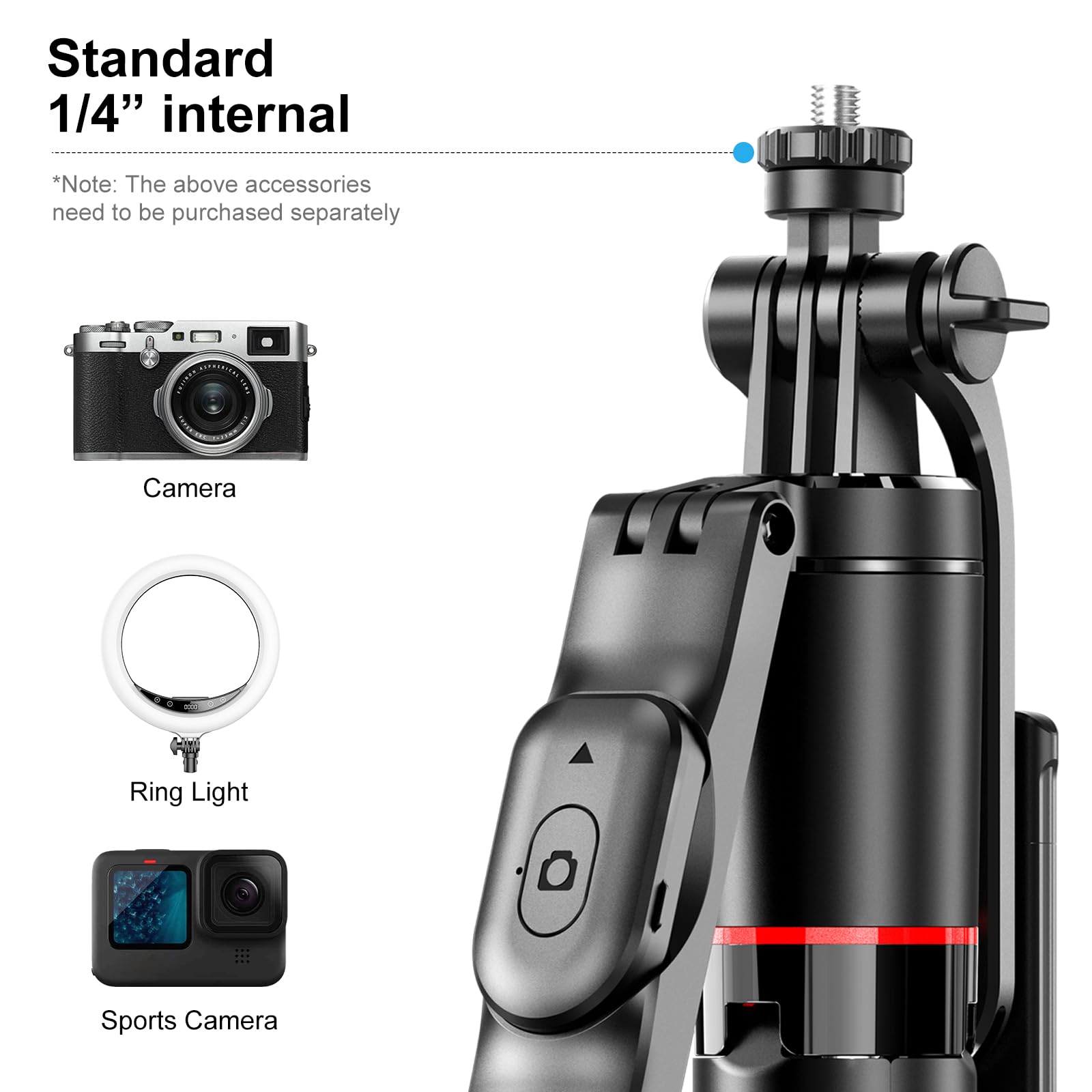 67 Selfie Stick Tripod For Iphone With Remote Control, Phone Holder And 1/4    Screw, Extendable Travel Essentials Tripod For Ce