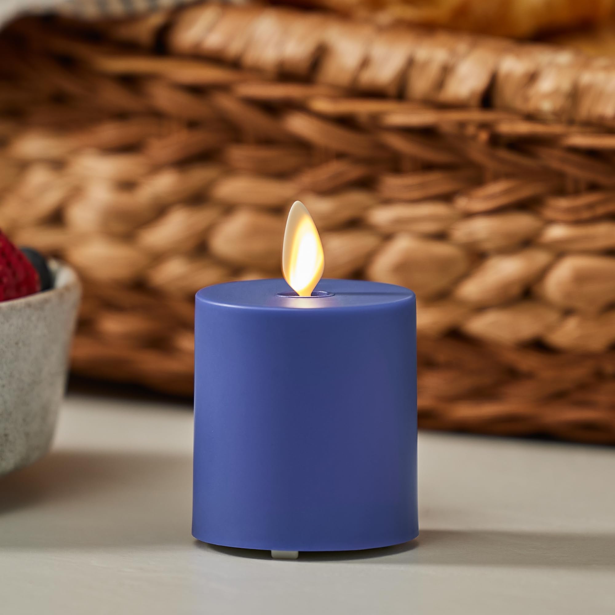 Luminara Outdoor Votive Flameless Led Candle, Vivid Ultramarine 2'' X 3.2'', Moving Flame Battery Operated Timer Remote Ready Ip