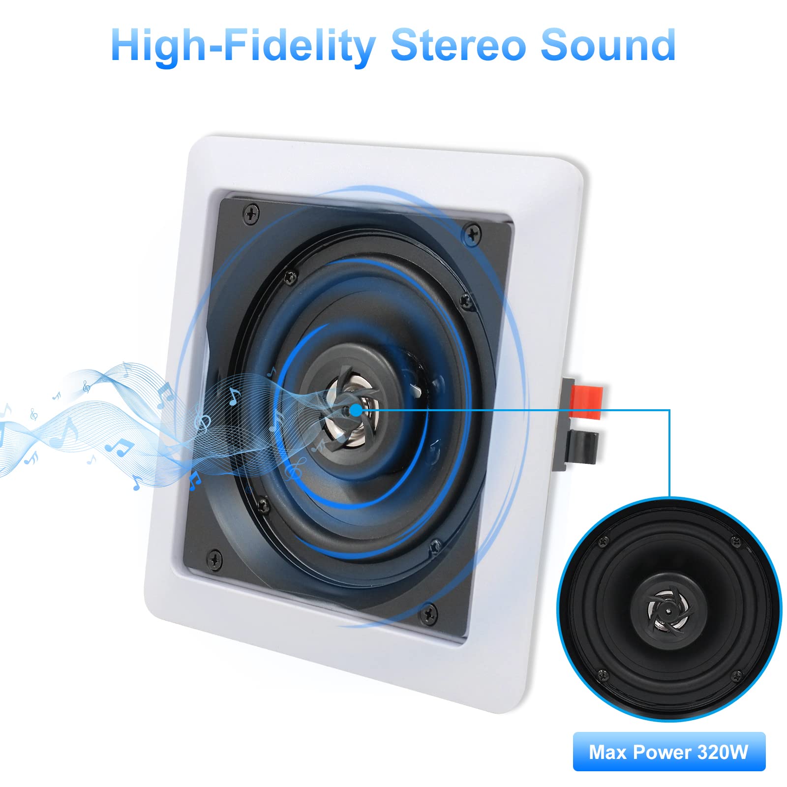 Herdio Bluetooth Ceiling Speakers, 320W 5.25 Inch Flush Mount In Wall Speakers Surround Sound System, Perfect For Home Theater,