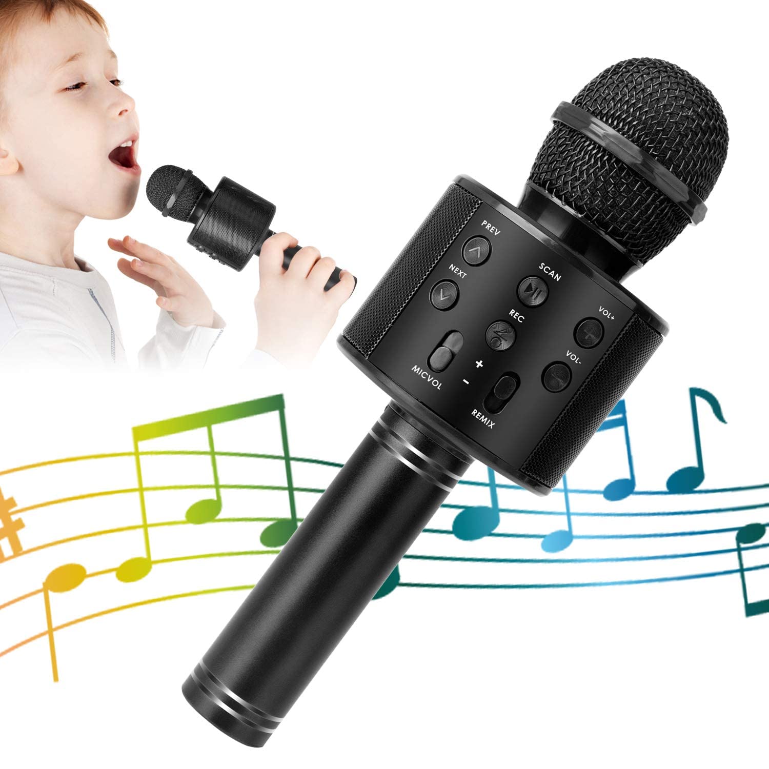 Kidwill Wireless Bluetooth Karaoke Microphone For Kids And Adults, 5 In 1 Portable Handheld Karaoke Mic Speaker Player Recorder