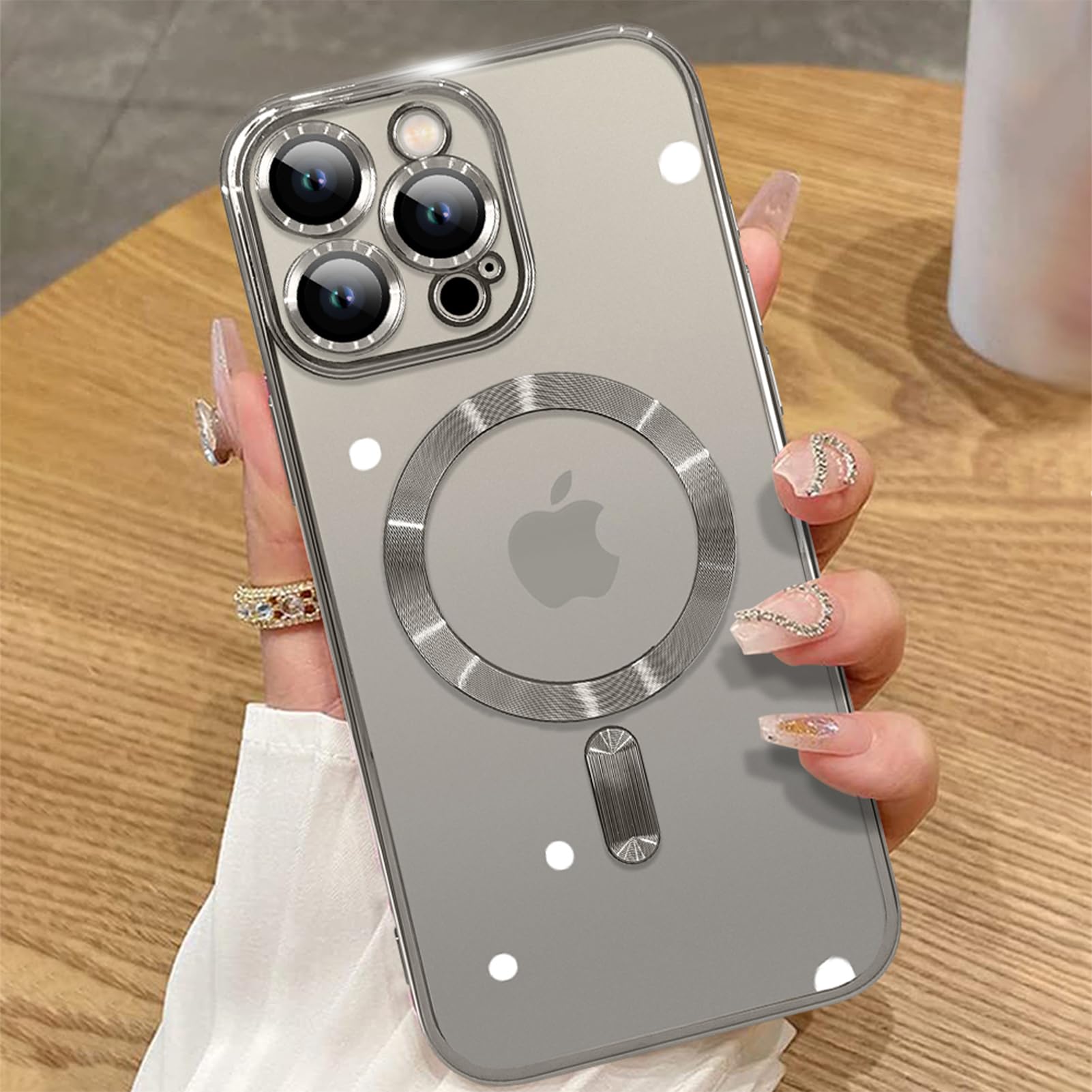 Ziye Magnetic Case For Iphone 16 Pro Max 6.9'' [Compatible With Magsafe] Full Camera Lens Protection, Clear Luxury Soft Tpu Bump