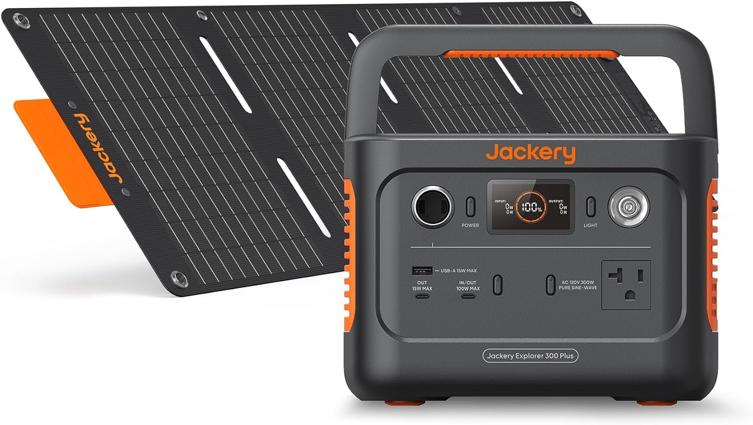 Jackery Solar Generator 300 Plus Portable Power Station With 40W Book Sized Solar Panel, 288Wh Backup Lifepo4 Battery, 300W Ac O