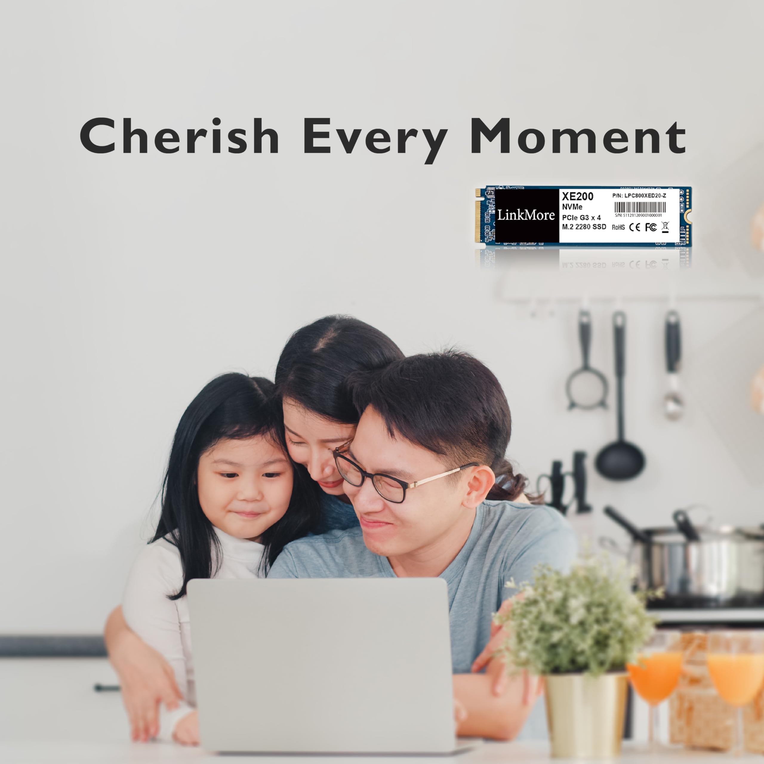 Linkmore Xe200 1Tb Pcie Gen3 Nvme M.2 2280 Internal Solid State Drive, Gen3.0X4 Read Speed Up To 2500Mb/S For Latop And Pc