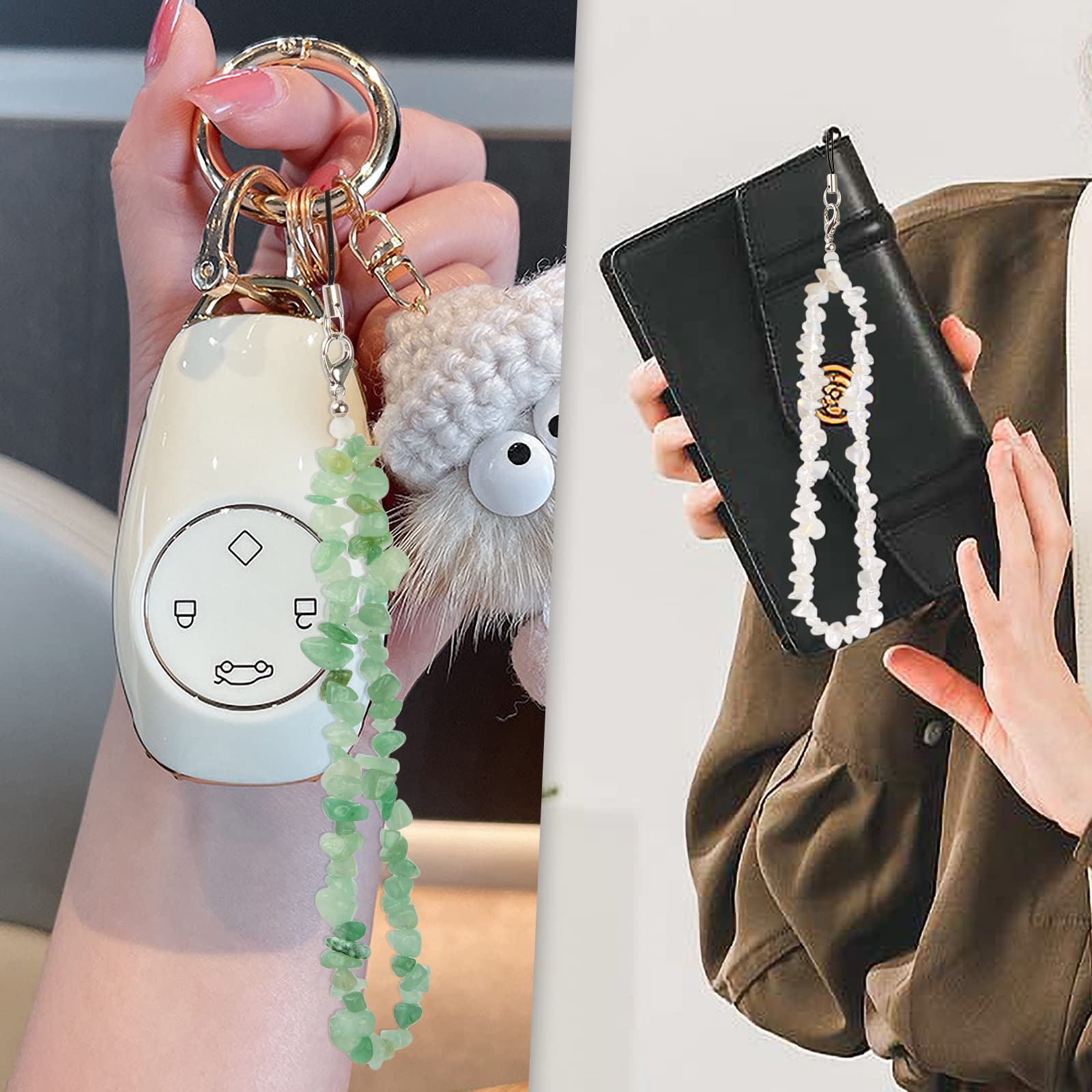 Beace Phone Charms/Chain Strap For Women Cell Phone Case Lanyard Wrist Strap Natural Gemstone Charms For Airpod Case Airpods Pro