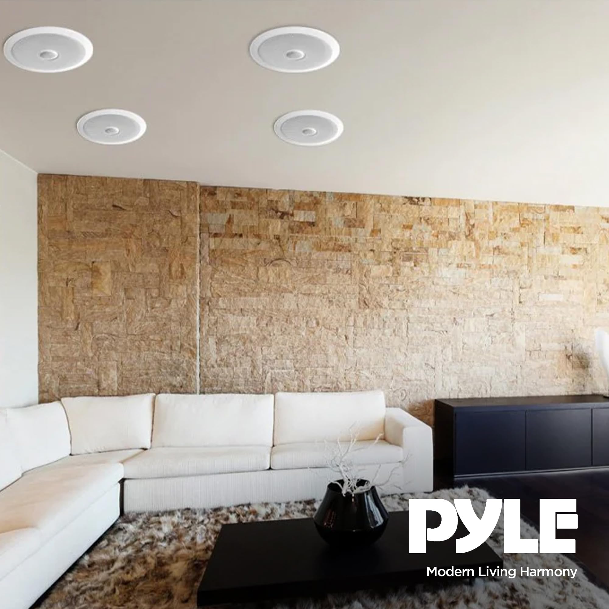 Pyle Pdic Series 8 Inch 250 Watts 4.8 Ohms Round Flush Mount Wall And Ceiling Home Speakers With Directable 0.5 Inch Polymer Dom