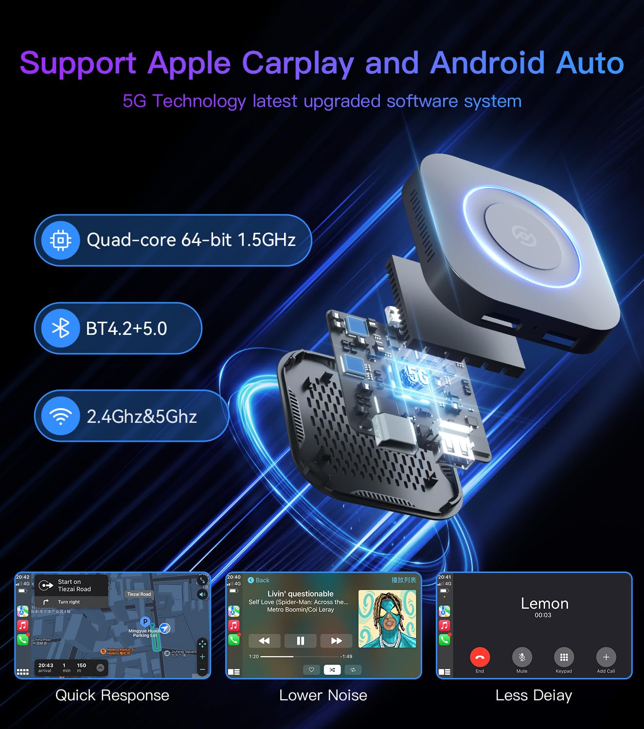 Wireless Carplay/Android Auto Adapter, Magic Box Supports Netfiix/Youtube/Tiktok/Disney+, Apple Carplay/Android Auto Wireless Ad