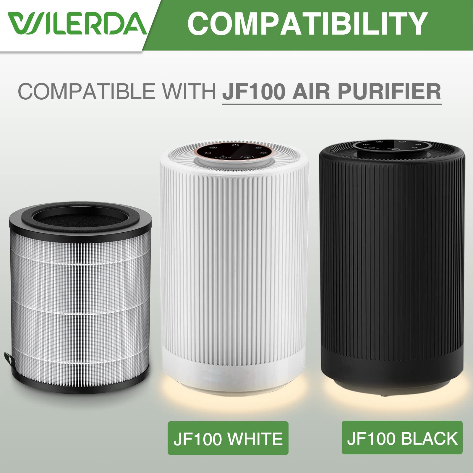 Jf100 Replacement Filter, 3 In 1 Pre Filter, H13 True Hepa And Activated Carbon Filtration System, 2 Pack