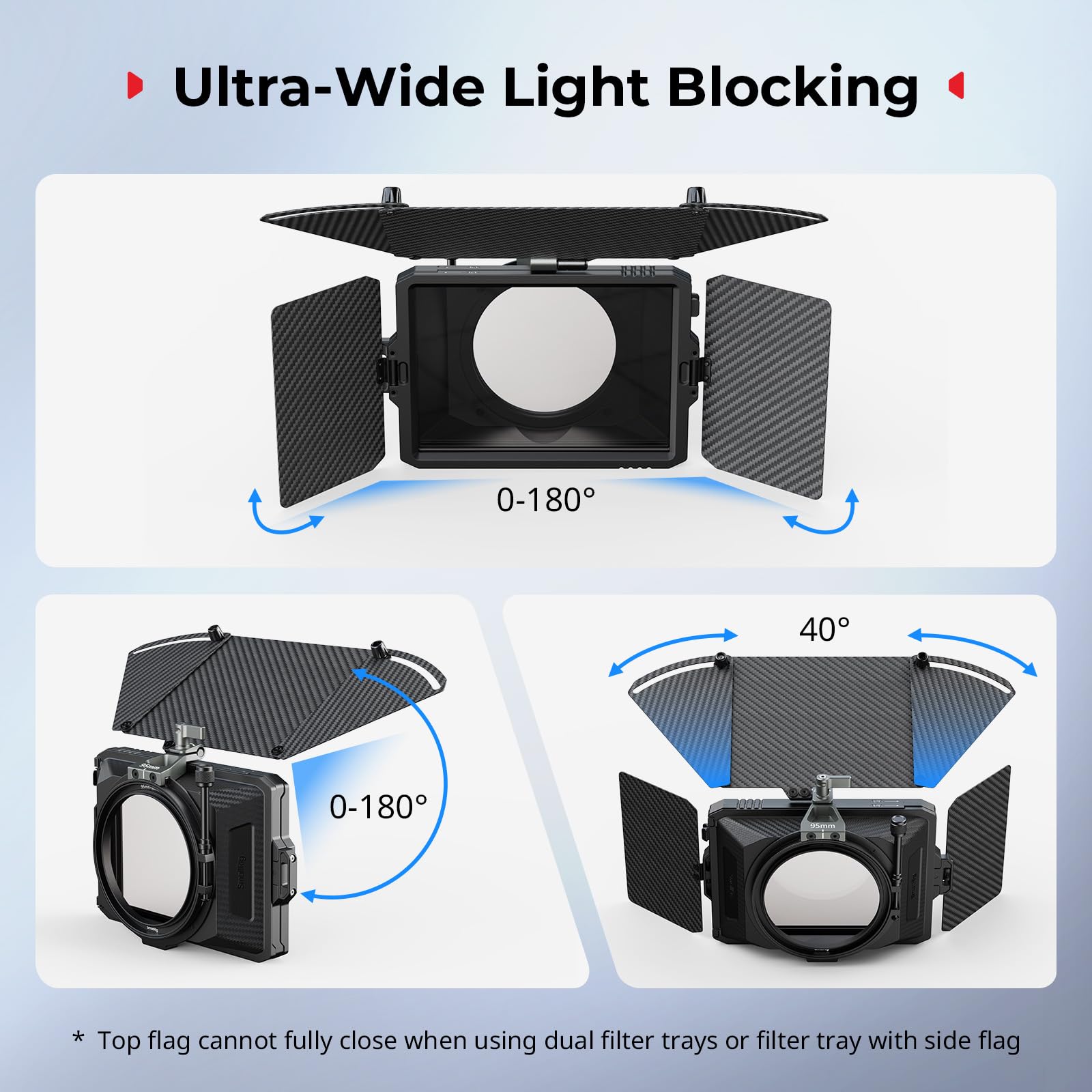 Smallrig Mini Matte Box Pro Flag Kit With Two 4 X 5.65 Filter Frame, Modular Anti-Glare System With F67/72/77/82-95Mm Adapter Ri