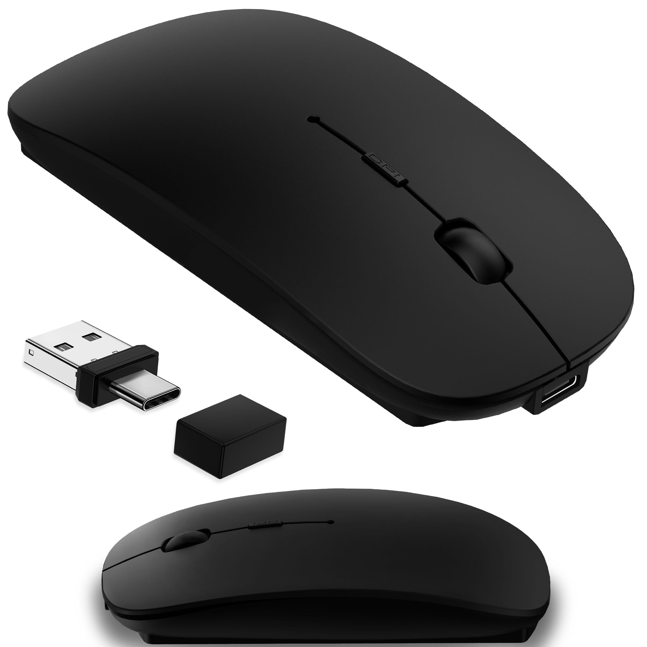 Wireless Mouse for MacBook Air/Pro & iPad, AntiSleep Activity Mode,Black