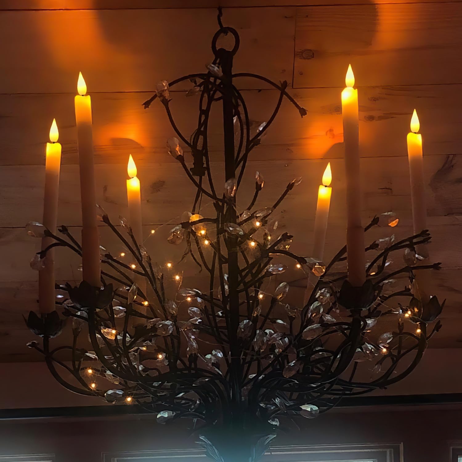 5Plots Real Wax Flameless Taper Candles, 9.6 Inches Led Candlesticks With 3D Wick, Flickering Flame Battery Operated Candles For