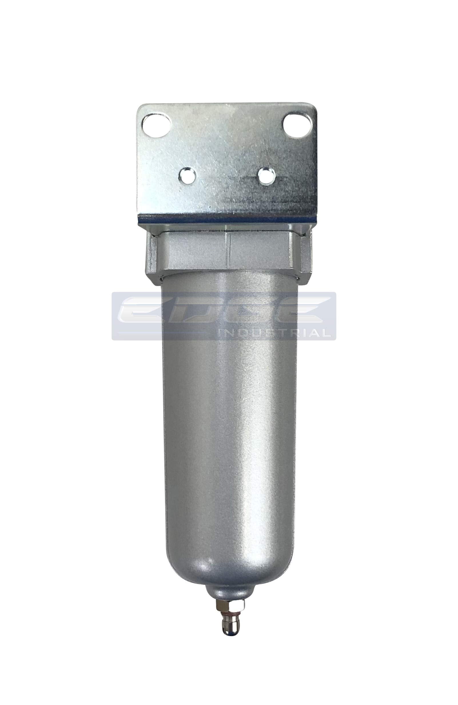 Heavy Duty Industrial Rated High Flow Particulate Filter, In Line Water Trap For Compressed Air Line Systems, 5 Micron With Meta
