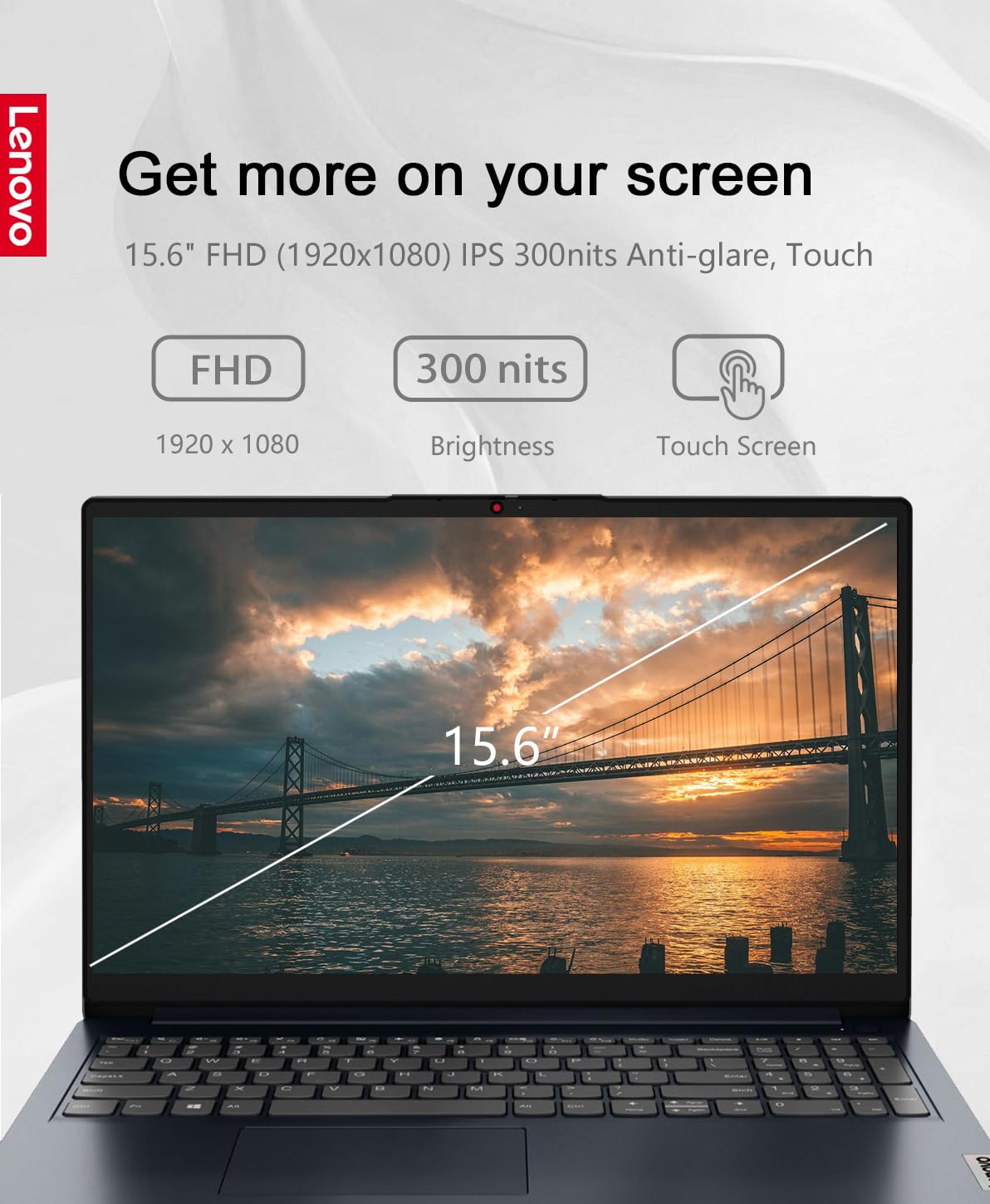 Lenovo Ideapad 1 Laptop, 15.6'' Fhd (1920X1080) Ips 300Nits Anti Glare Display, Touch, Ryzen 5 7520U, 8Gb Ram, 1Tb Storage, Amd
