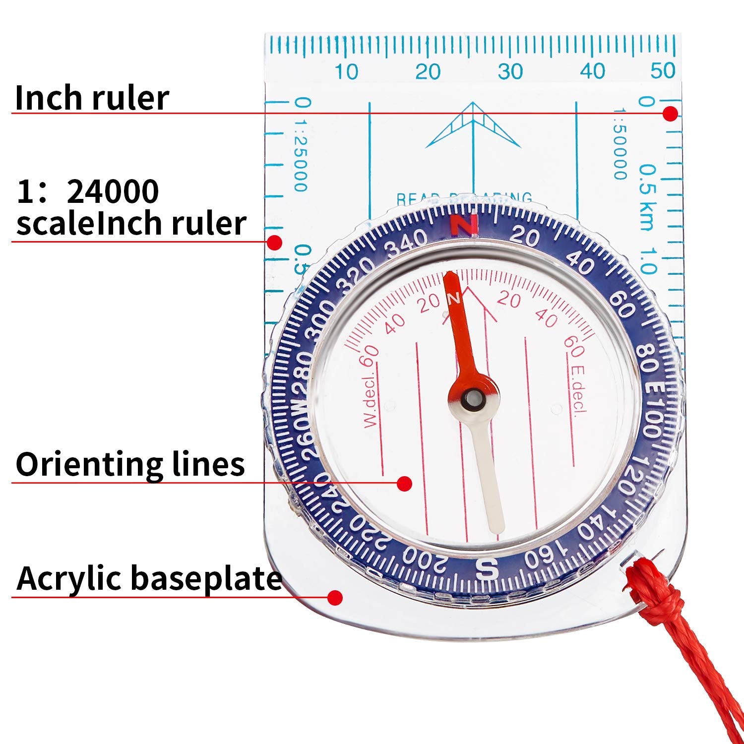 Bbto 9 Pieces Orienteering Compass Hiking Backpacking Camping Compass Map Reading Outdoor Waterproof Compass For Scout Men Women