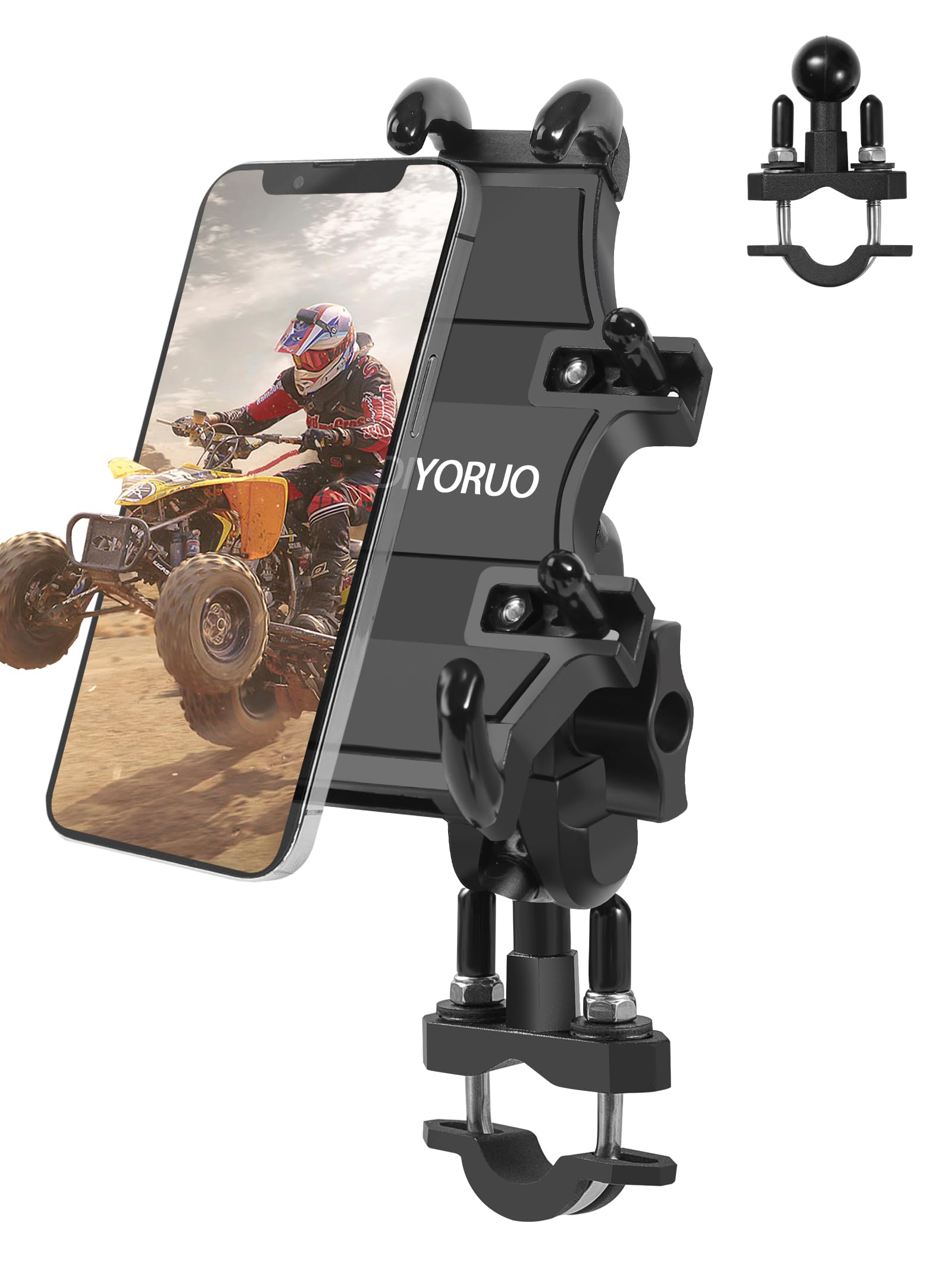 ZIDIYORUO ATV Phone Holder, Quad Phone Mount, 8 Clamps Holds 4.7-7.1 Phones, One Hand Operation Motorcycle Phone Clip for 7/8-9/