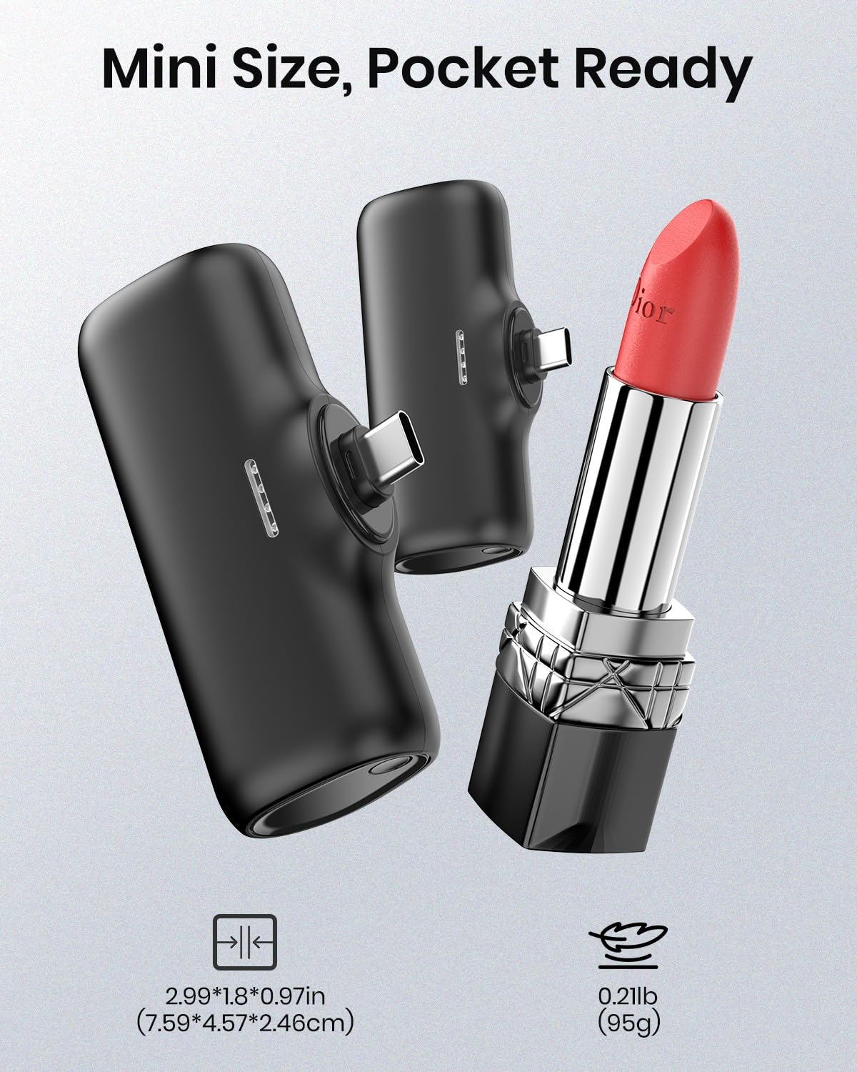 [2-Pack] A Addtop-Mini-Portable-Charger-5000Mah - 15W Fast Charging Portable Phone Charger Ultra-Compact Usb C Battery Pack For