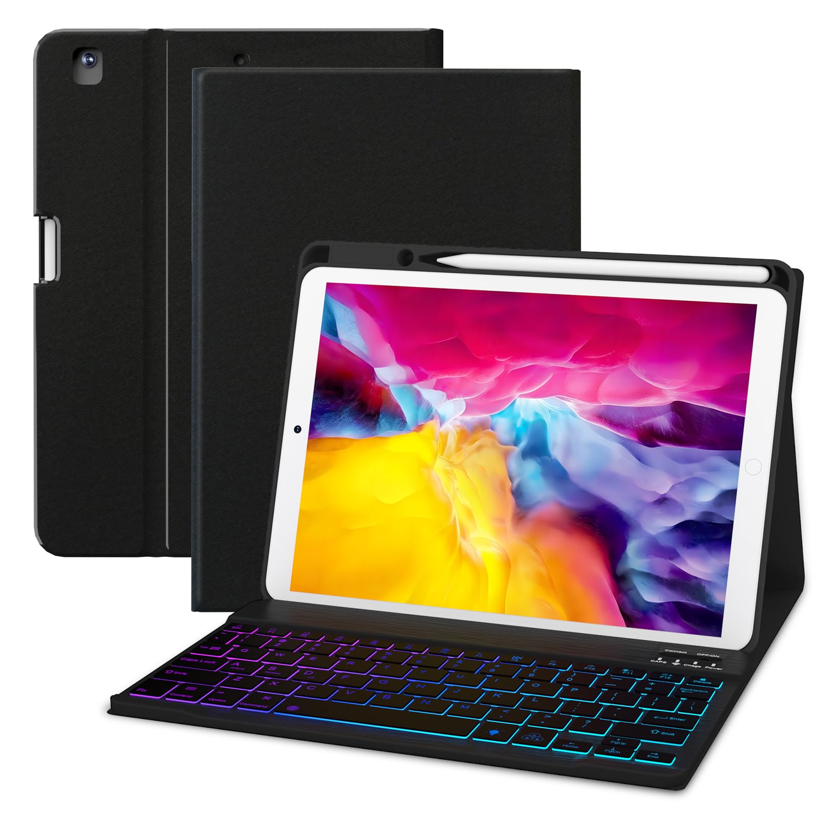 C Inverter Ipad Case Keyboard, For Ipad 9Th/8Th/7Th Gen 10.2 In, Ipad Pro, Air 3Rd Gen 10.5 In, Detachable Backlit Wireless Keyb