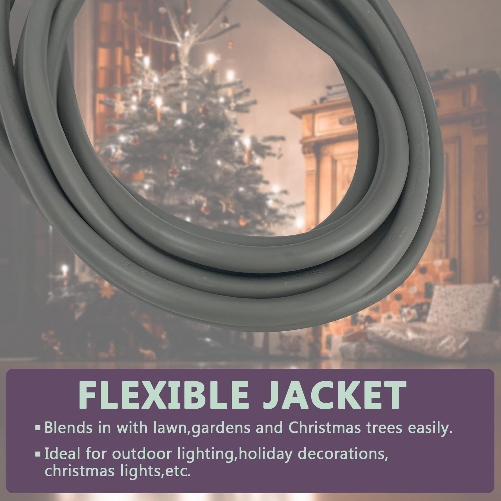 6 Ft Indoor Extension Cord, 16/3 Gauge Extension Cord Ouside, 3 Prong Grounded Plug Gray Electrical Cable, Sjtw, 13A 1625W, Ul L