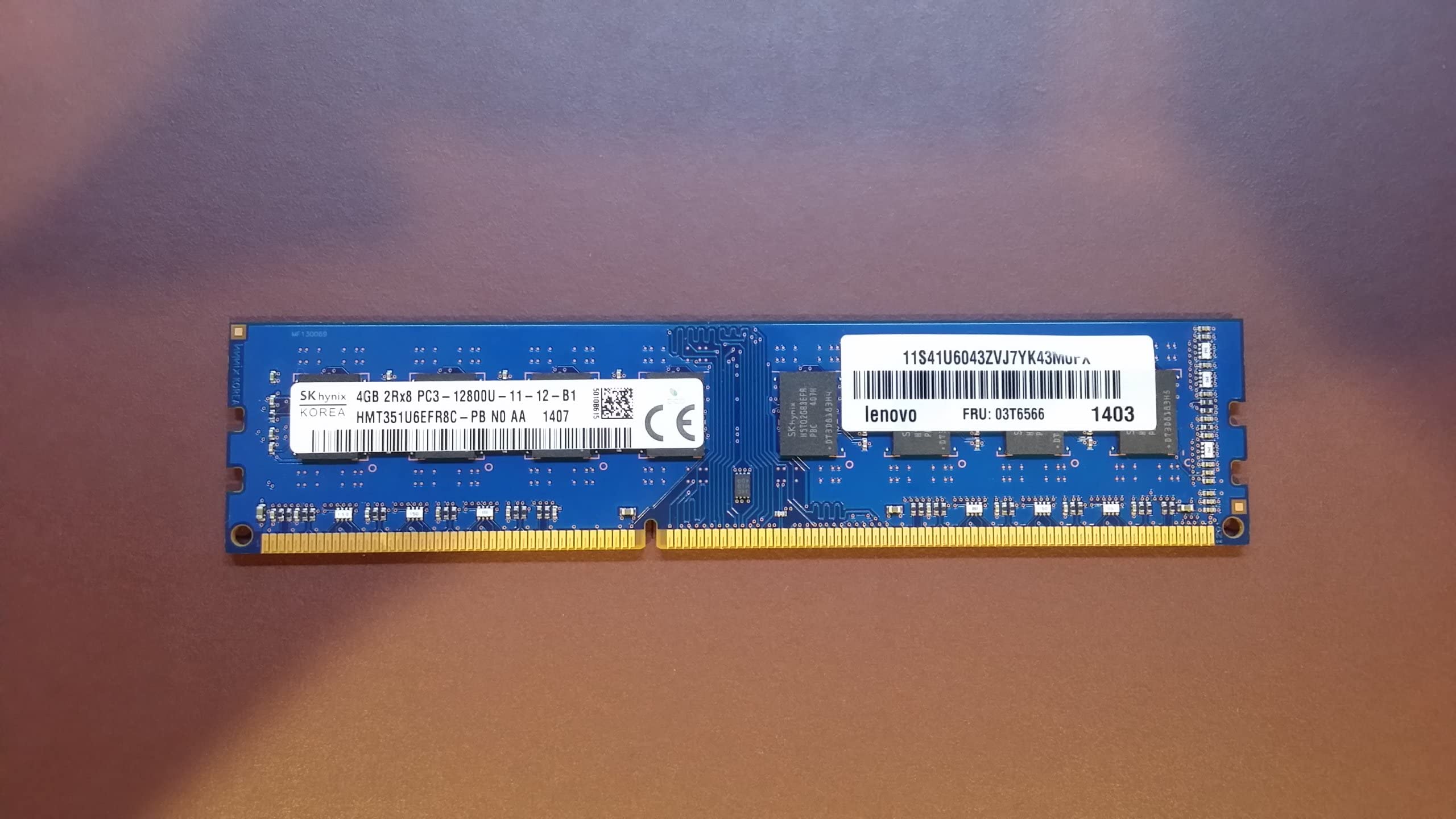 Hynix 4Gb Pc3-12800 Ddr3- 1600Mhz Non-Ecc Unbuffered Cl11 240-Pin Dimm Hmt351U6Cfr8C-Pb