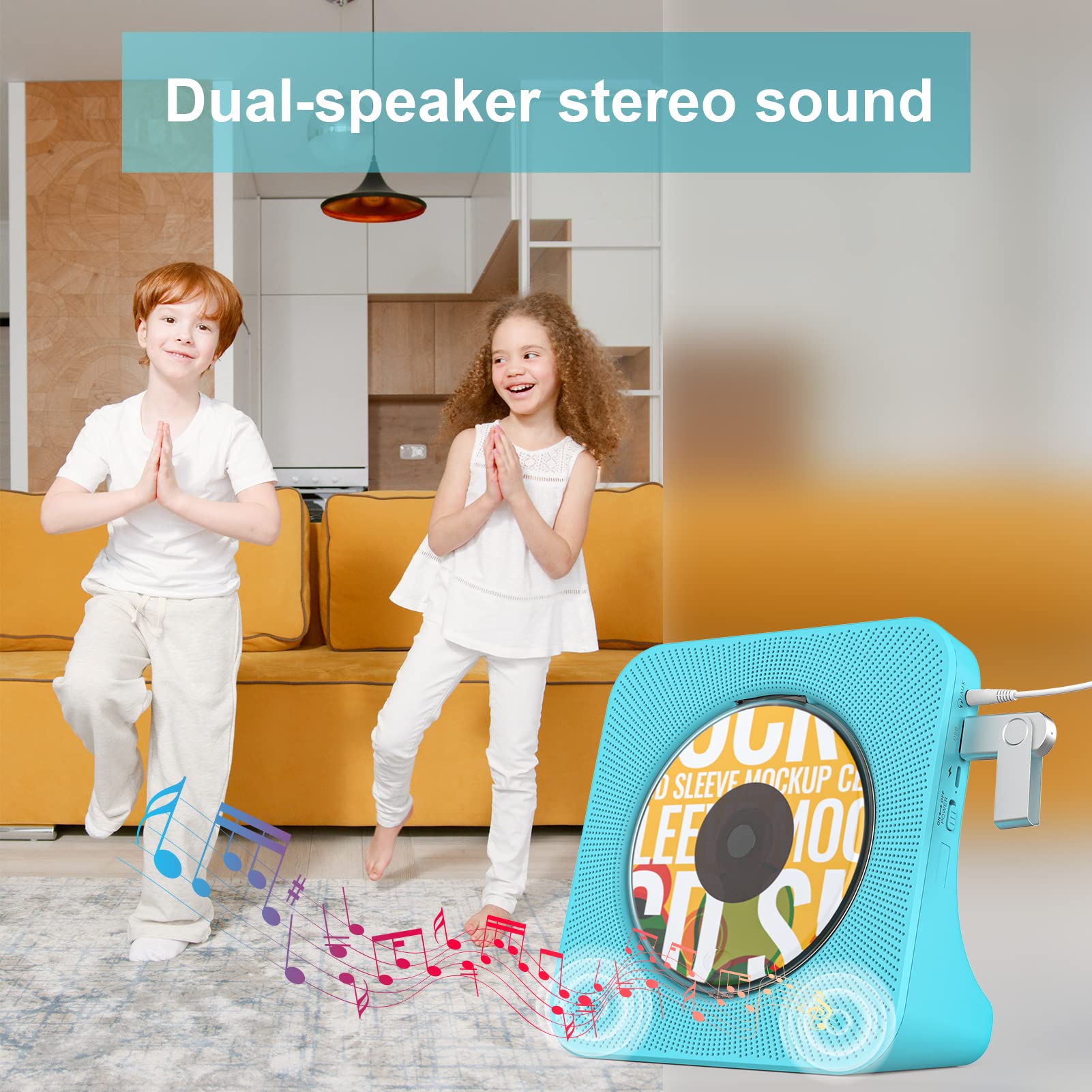 Weeuus Cd Player Portable With Bluetooth,Desktop Cd Player With Remote Control,Kids,Kpop,Dual Stereo Speaker,Dust Cover, Fm Radi