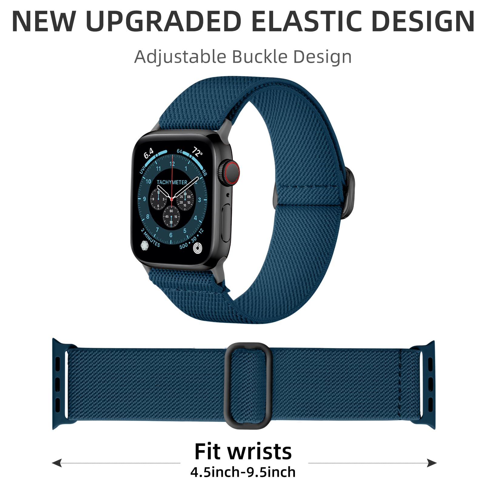 Daqin Stretchy Solo Loop Compatible With Apple Watch Band 38Mm 40Mm 41Mm 42Mm 44Mm 45Mm 49Mm Women Men, Elastic Nylon Braided Sp