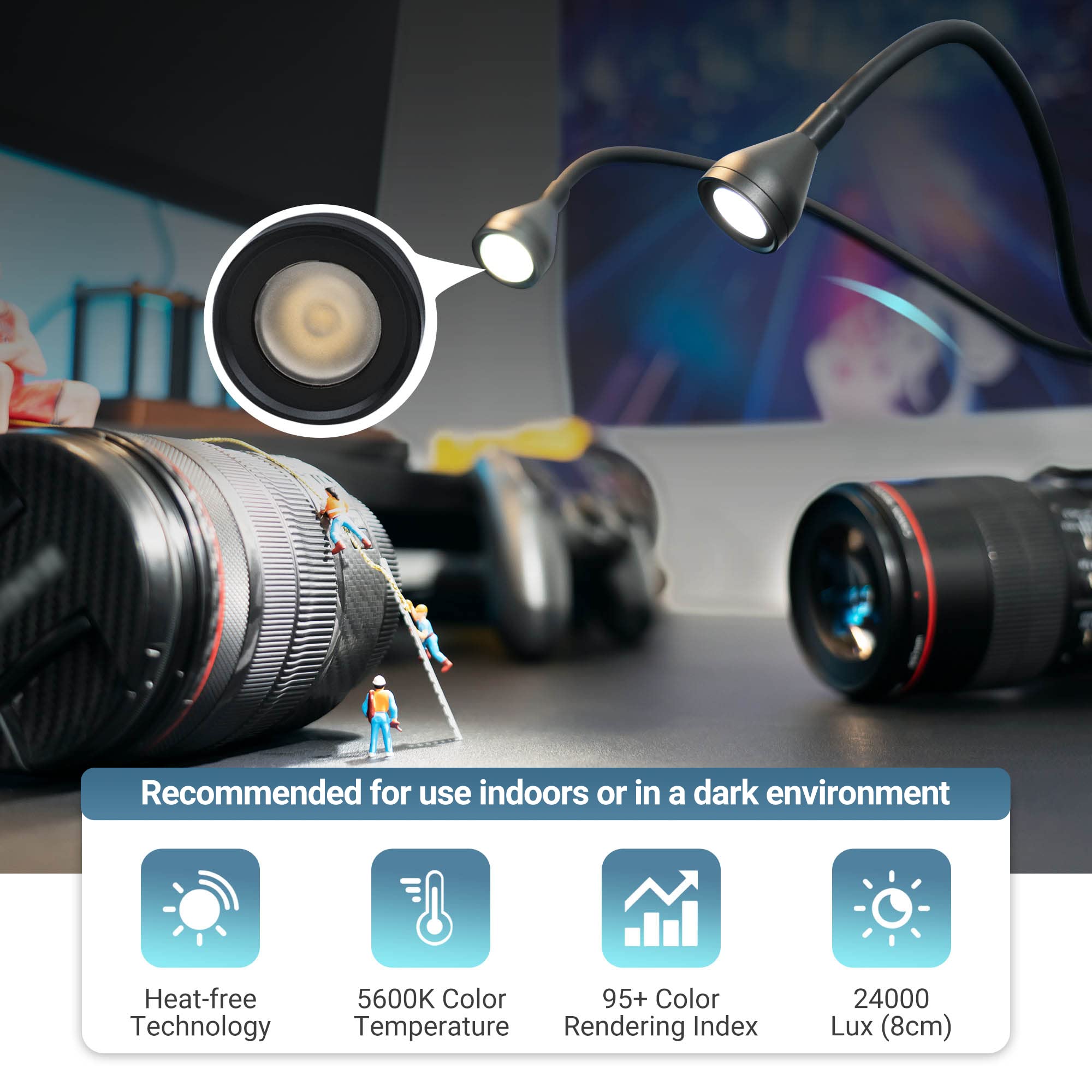 14Inch Led Macro Arm Light With 10 Level Ajustable Brightness,Cri 95+ 5600K Macro Photography Lighting Support Type C Charge Fit