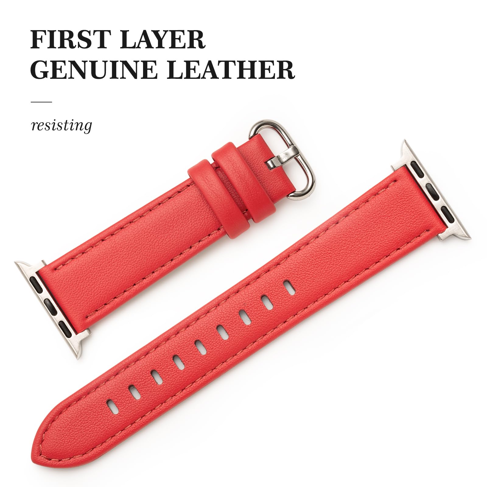 Swees Leather Bands Compatible With Apple Watch Bands 41Mm 40Mm 38Mm Women Men, Genuine Leather Bands Replacement Strap For Appl