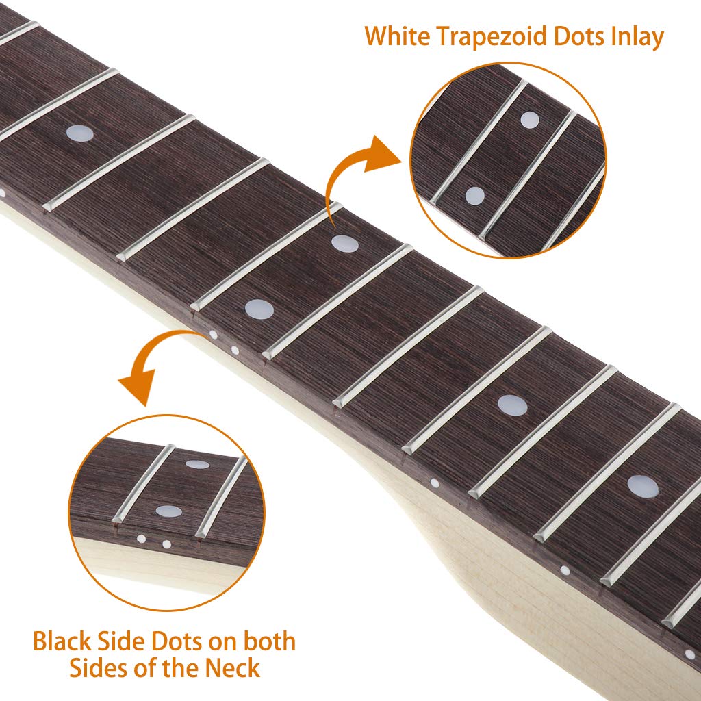 Alnicov Electric Guitar Neck 22 Fret Mahogany Neck Maple Fretboard With White Trapezoid Dots Inlay Natural For Gibson Lp Guitars