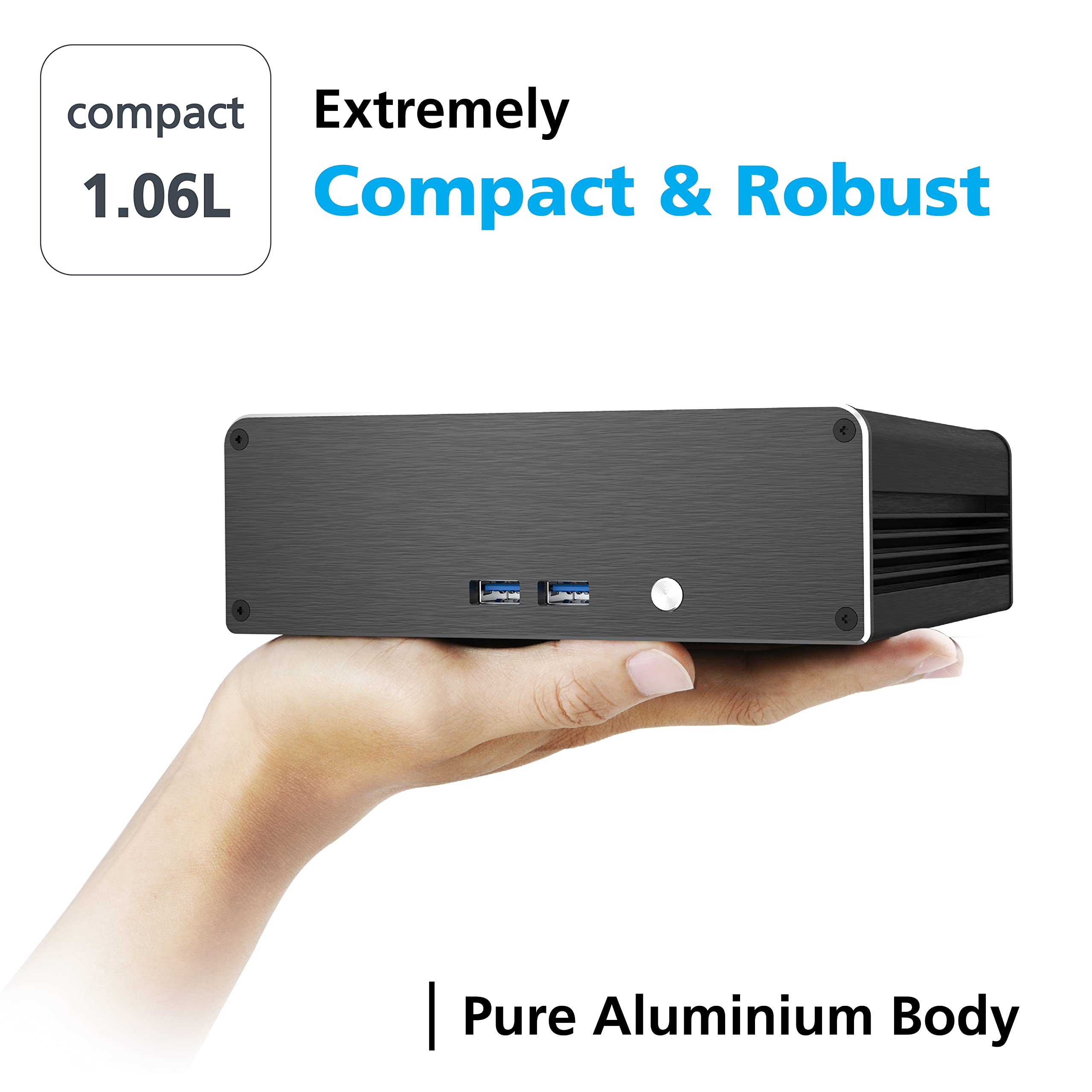 Akasa Newton Ctn, Designed For Intel 11Th Generation Nuc Core I3 (Tiger Canyon), Compact 1.06L Aluminium Fanless Case, Supports