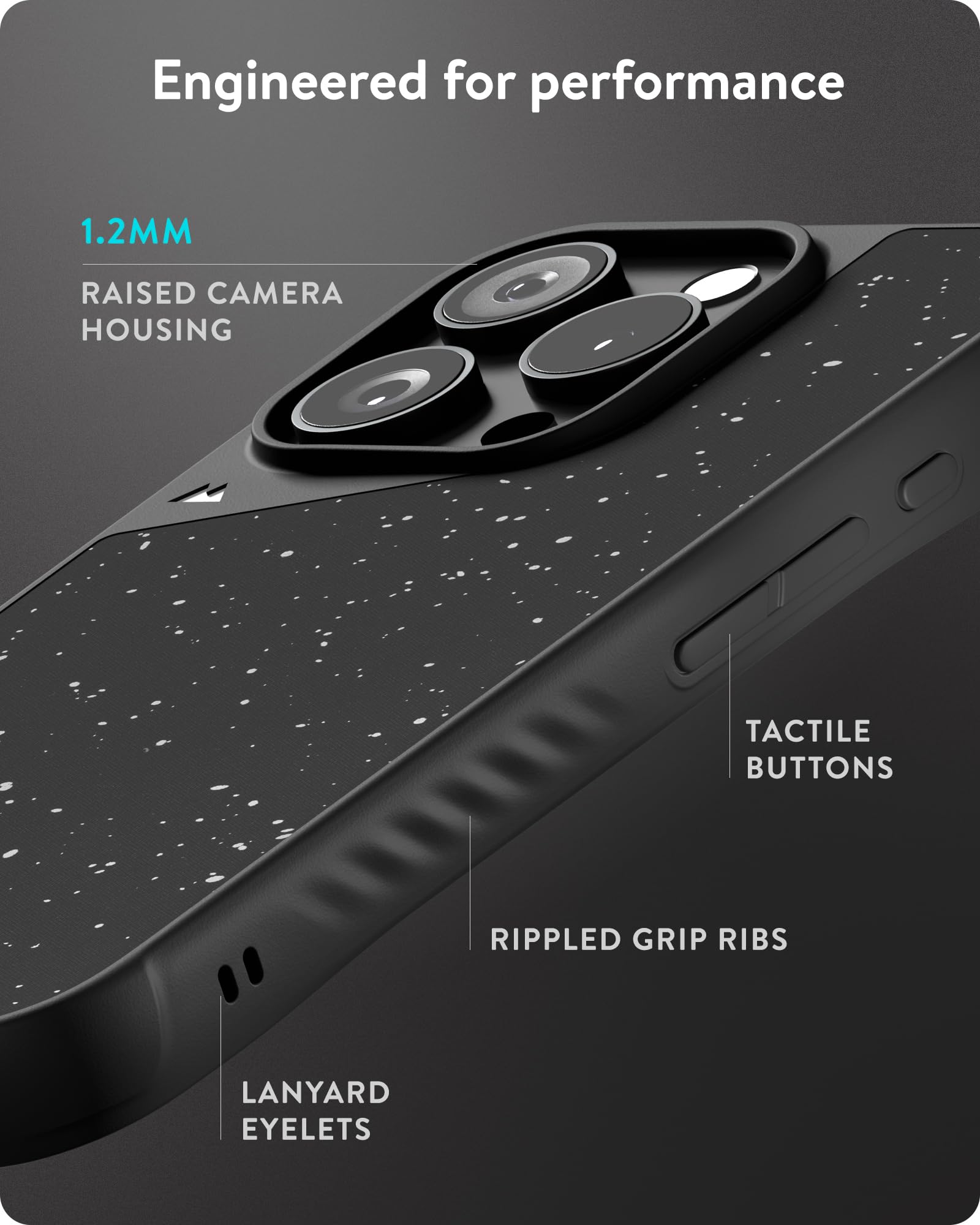 Mous For Iphone 16 Pro Max Case Magsafe Compatible   Limitless 6.0   Speckled Black Fabric   Protective Shockproof Phone Cover