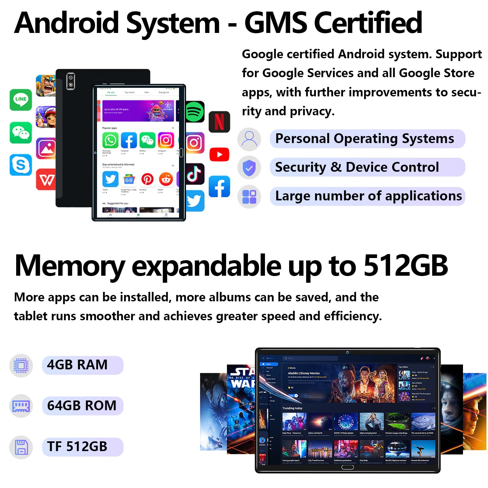 2024 Newest 10 Inch Tablet,3 In 1 Tablet With Keyboard Mouse Pen, Android 13 Tablet 4G Cellular With 2 Sim 1 Sd 64Gb Rom Tf Max