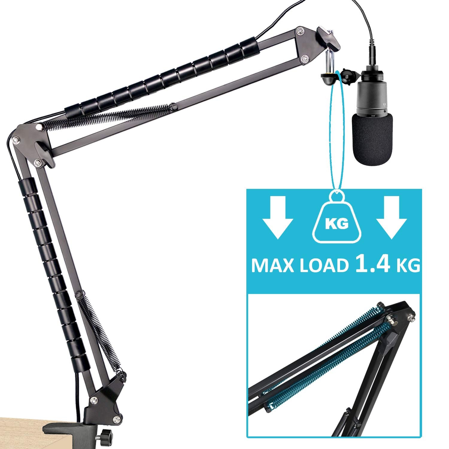 At2020 Mic Boom Arm Stand With Pop Filter, Compatible With Audio Technica At2020, Audio Technica At2020V Usb Microphone With Cab