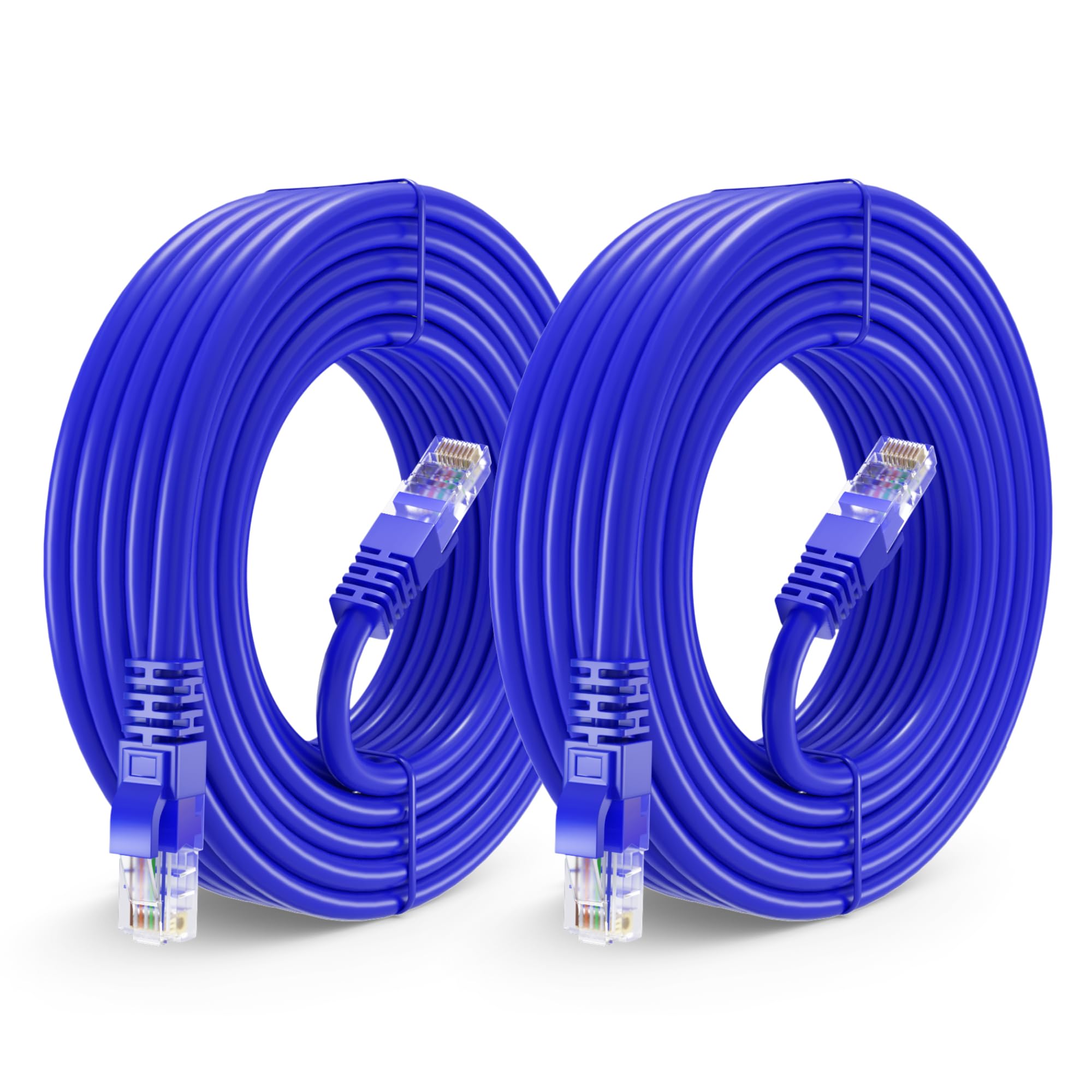 Maximm Cat 6 Ethernet Cable 25 Ft (2 Pack)   High Speed Lan Cable, Internet Cable, Patch Cable, And Network Cable   Utp, 10Gbps, 550Mhz Cat6 Cable   Blue