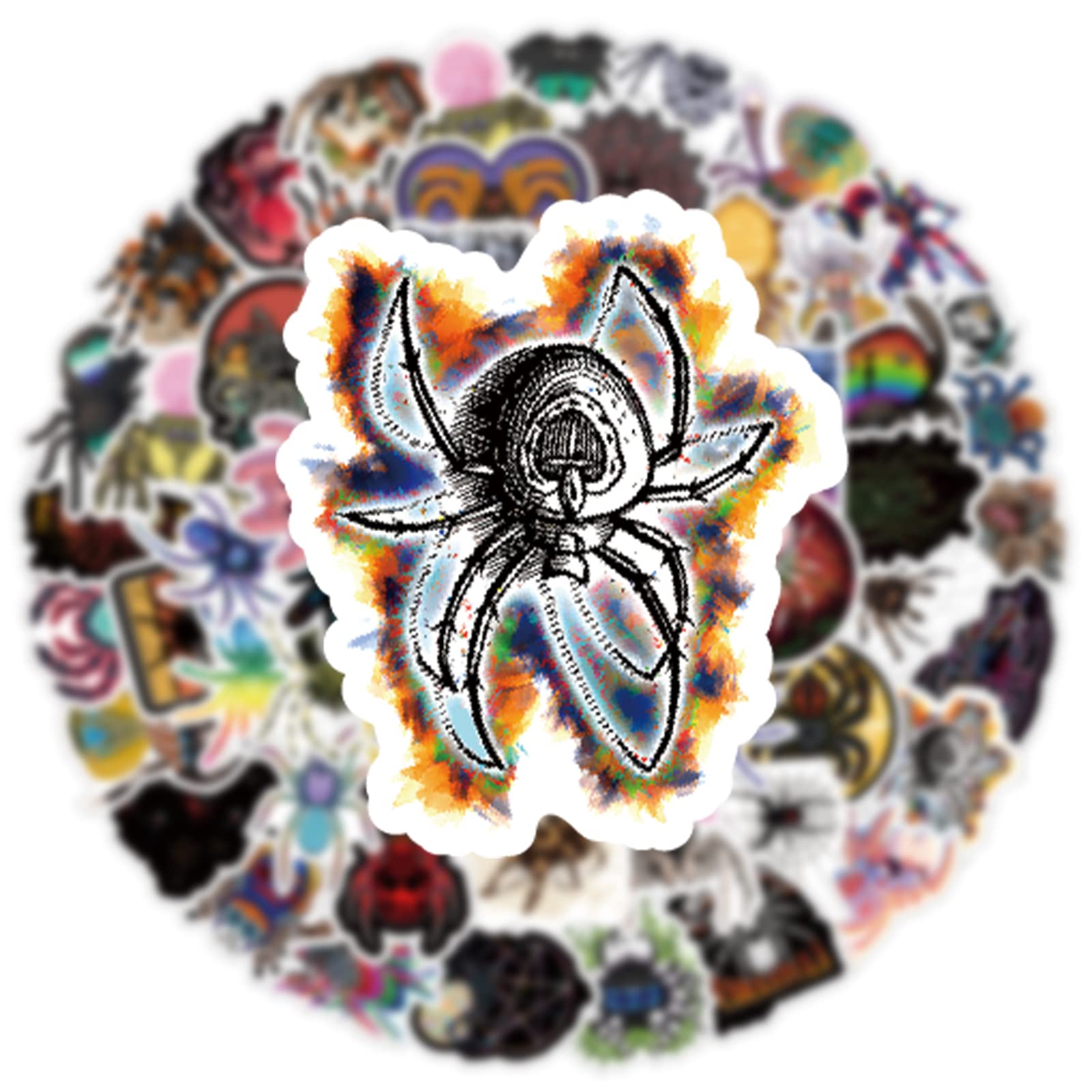 Spider Halloween Stickers 63Pcs Cute Cartoon Horror Fear Animals Pack | Cool Colorful Deacls Graffiti Vinyl Pvc Waterproof For A