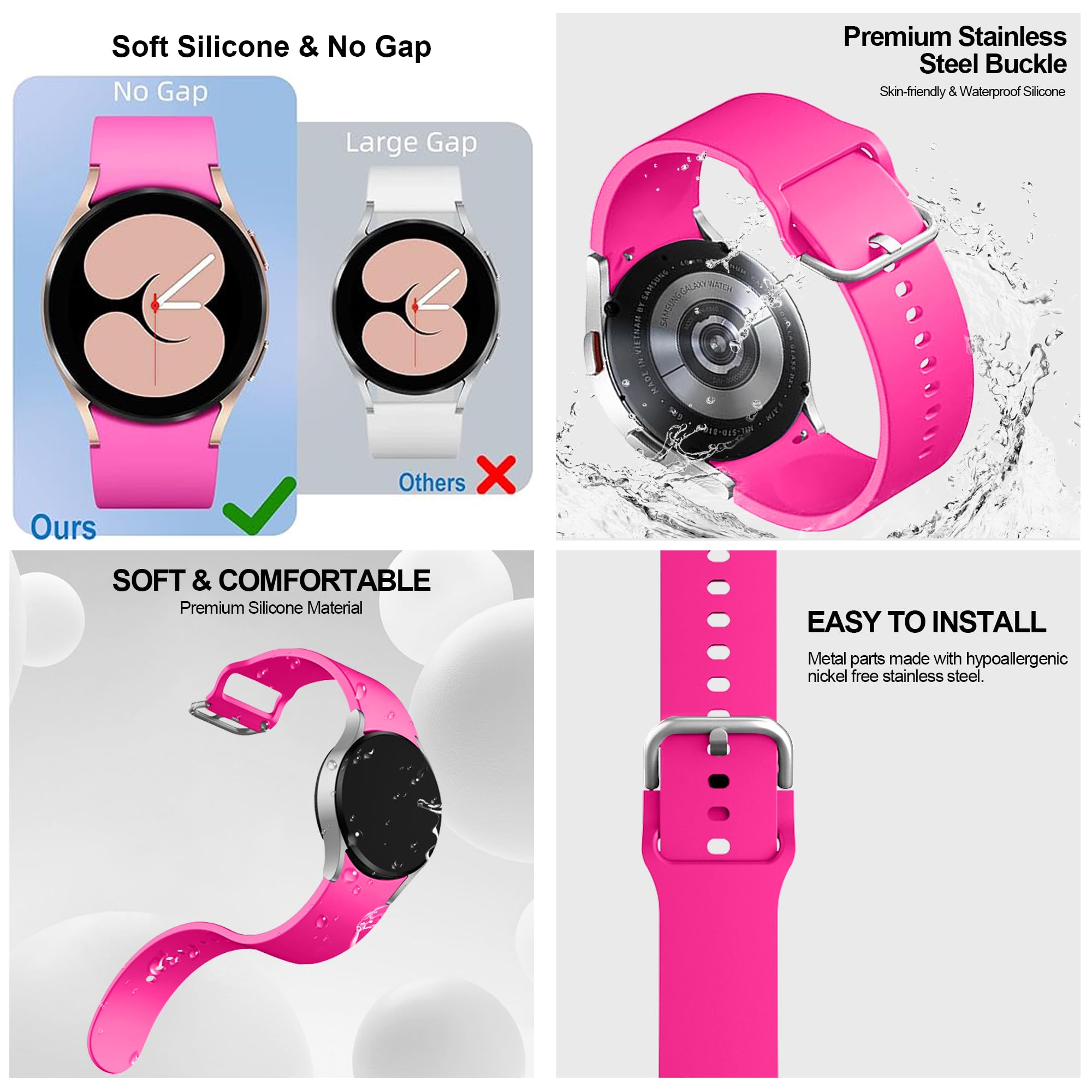 Quanfun 12 Pack No Gap Galaxy Watch Bands And 12 Pack Galaxy Watch Cases Compatible With Samsung Galaxy Watch 7 40Mm Case Protec