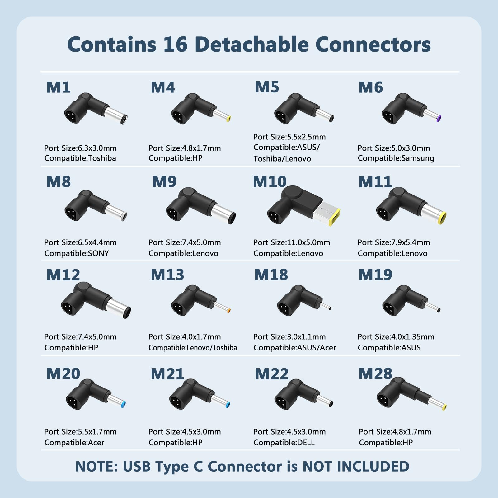 90W Universal Ac Adapter Laptop Charger Compatible With Hp Dell Lenovo Acer Asus Toshiba Samsung Ibm Sony Fujitsu Gateway Notebook Ultrabook Chromebook Power Supply Cord With 16 Connectors