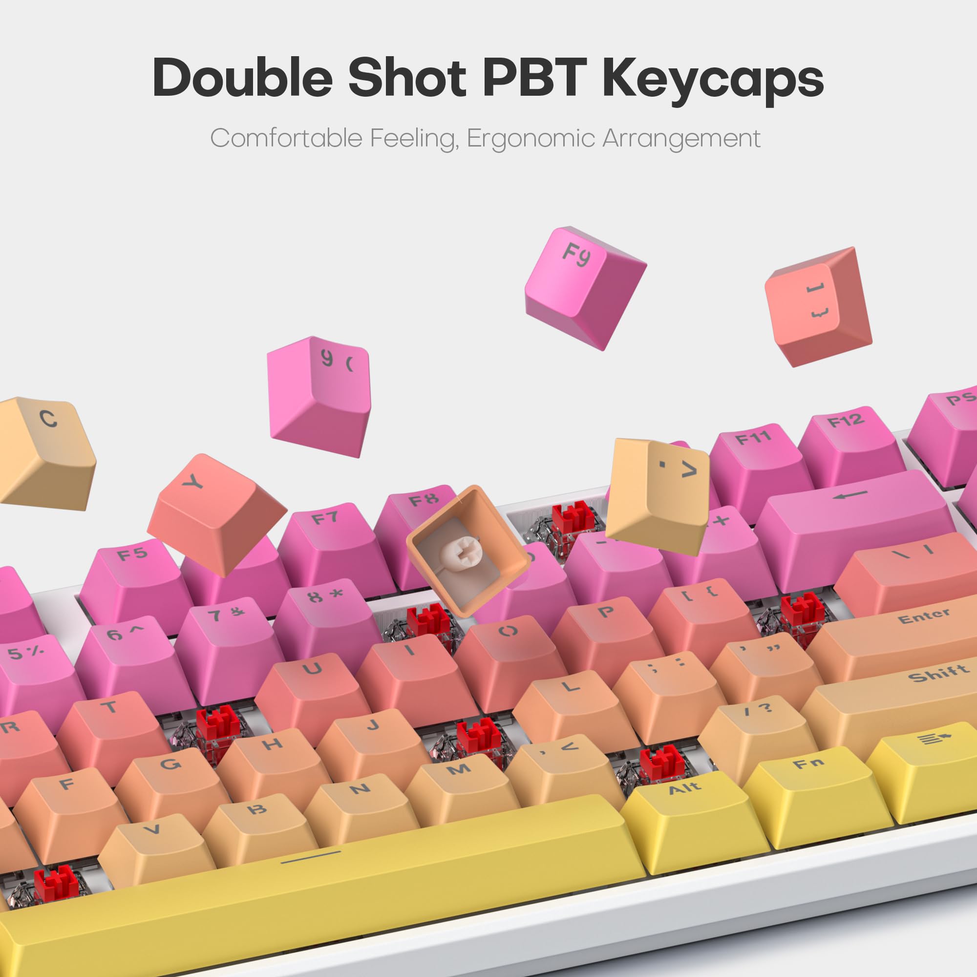 Ussixchare Gradient Keycaps, Pbt Double Shot 104 Keys Keycaps, Oem Profile Custom Keycaps Set For 61/87/104 Cherry Gateron Mx Sw