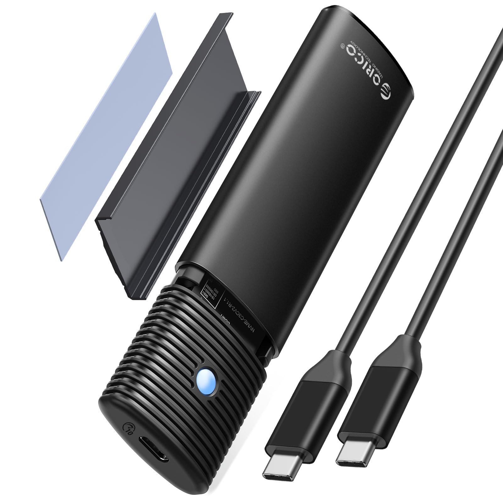 ORICO M.2 NVMe SATA SSD Enclosure Adapter Tool Free, USB C 3.2 Gen 2 10Gbps NVMe, 5Gbps NGFF SATA PCIe M Key(B+M Key) 2230/2242/2260/2280, Aluminum External M2 Reader Support UASP Trim WH(G2A)