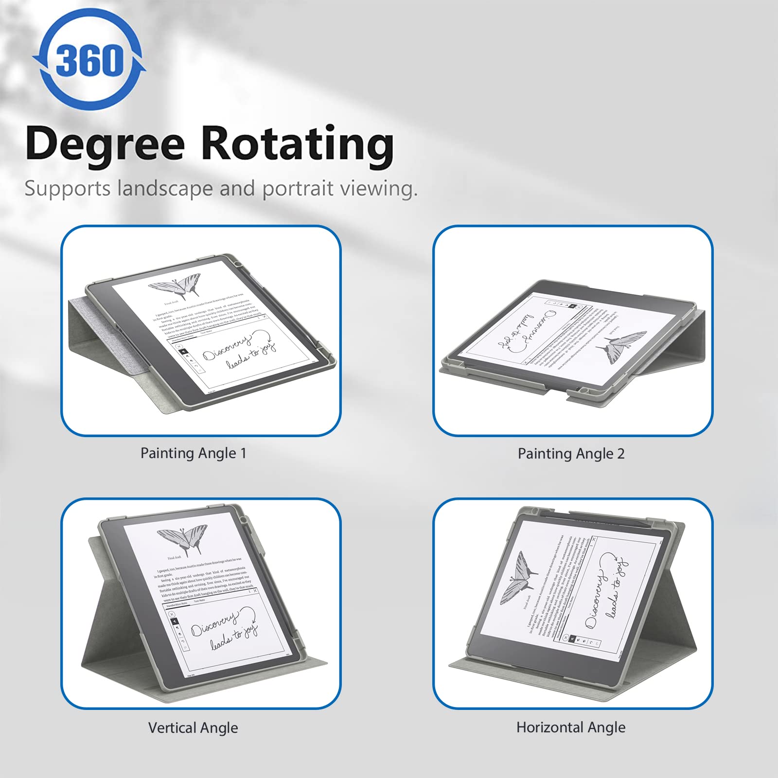 E Net Case Case For Kindle Scribe 10.2 Inch 2022 Released, Multi Viewing Adjustable 360 Degree Rotating Stand Cover For Kindle S