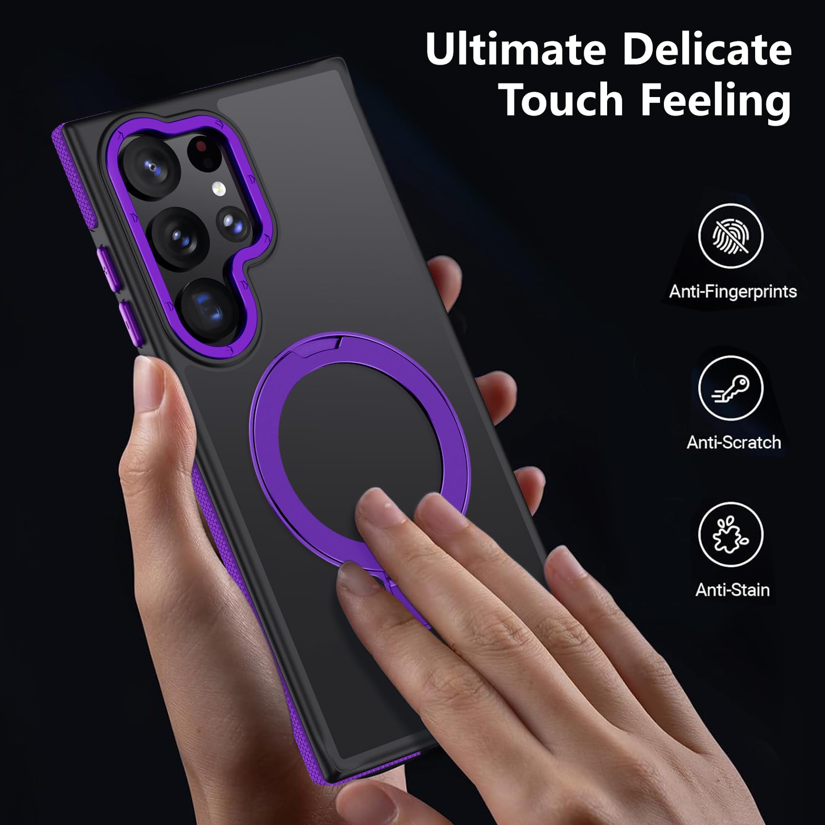 Mondelete For Samsung Galaxy S23 Ultra Case, Magnetic Adjustable Ring Stand [Fit For Magsafe], [Military-Grade Shockproof Protec