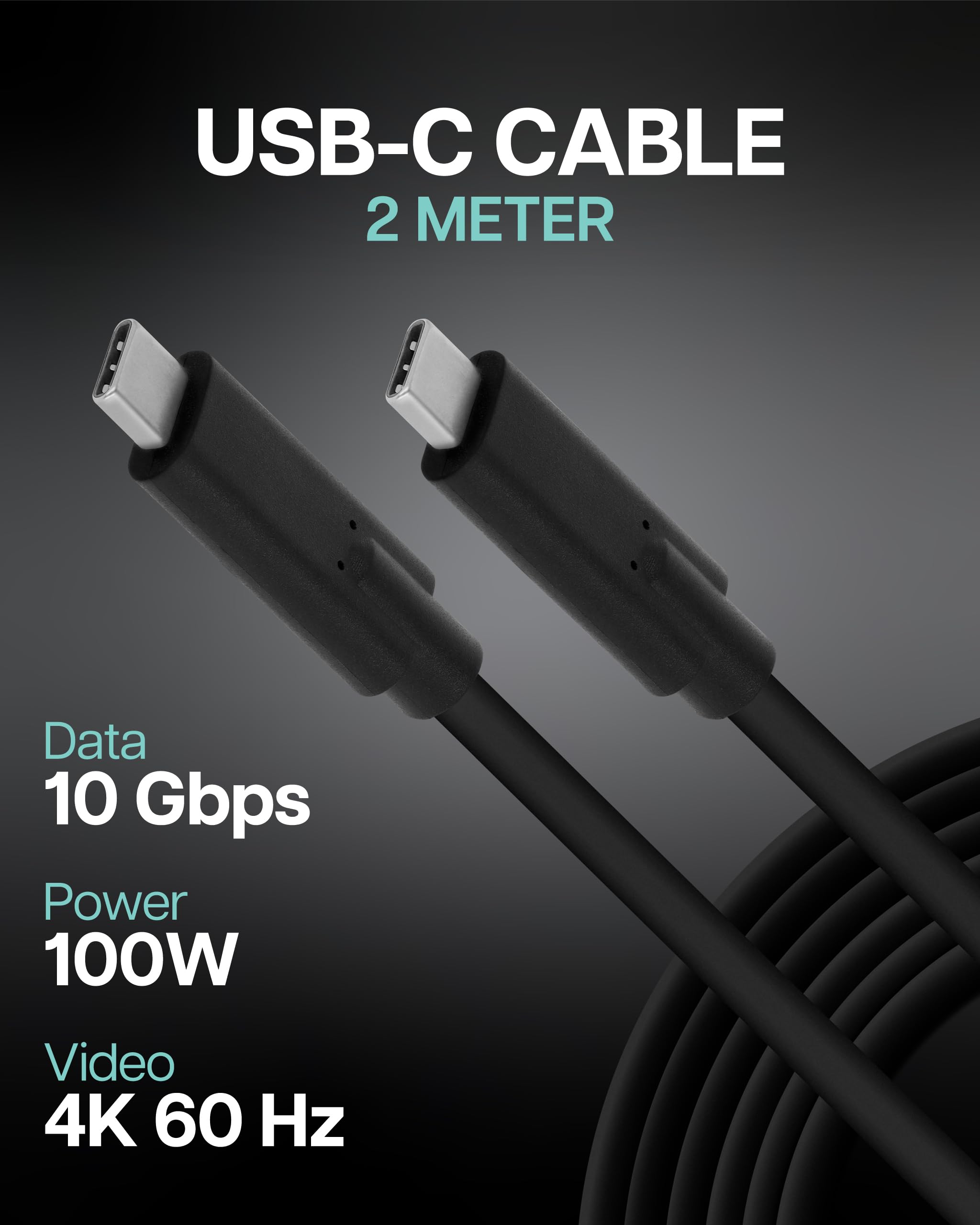 Visiontek Usb-C To Usb-C 3.1 Gen 2 Cable - 100W Power Delivery - 10Gbps - Dp Alt Mode - 901524