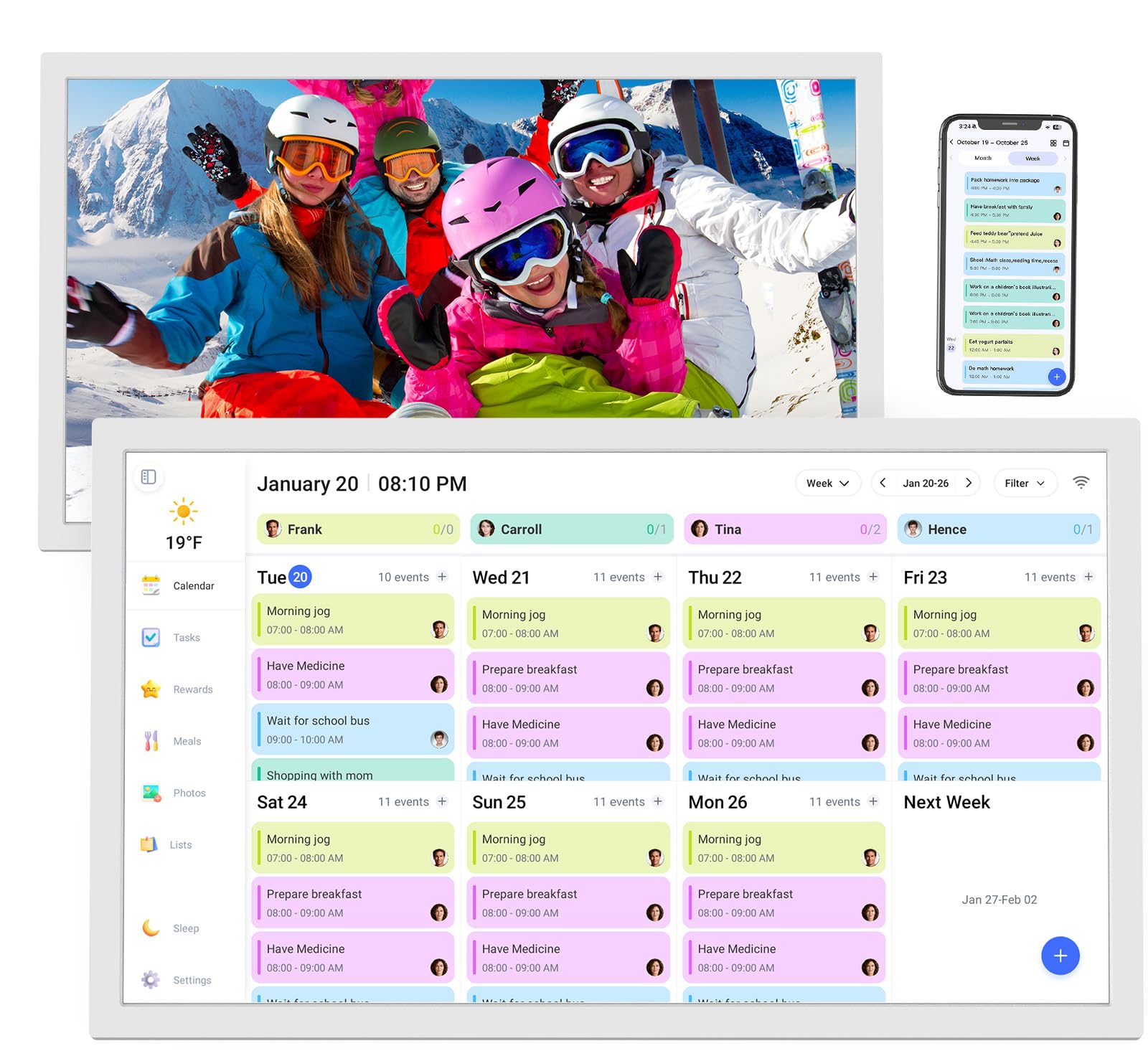 27 Digital Calendar Picture-Frame for-Wall-Planner - Touchscreen Smart Electronic Calendar for Family Meal Schedules, Sync Onlin