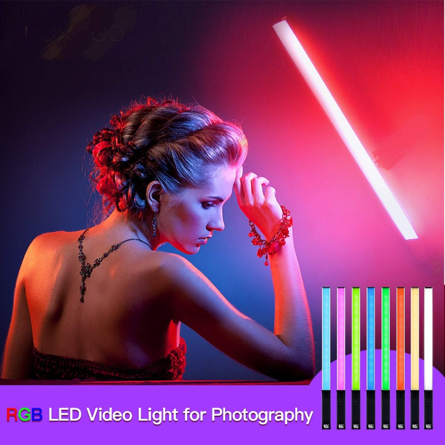 Luxceo Rgb Led Photography Lighting Portable Wand Handheld Led Video Light 1000 Lumens Cri 95+ Usb Rechargeable With Remote Cont