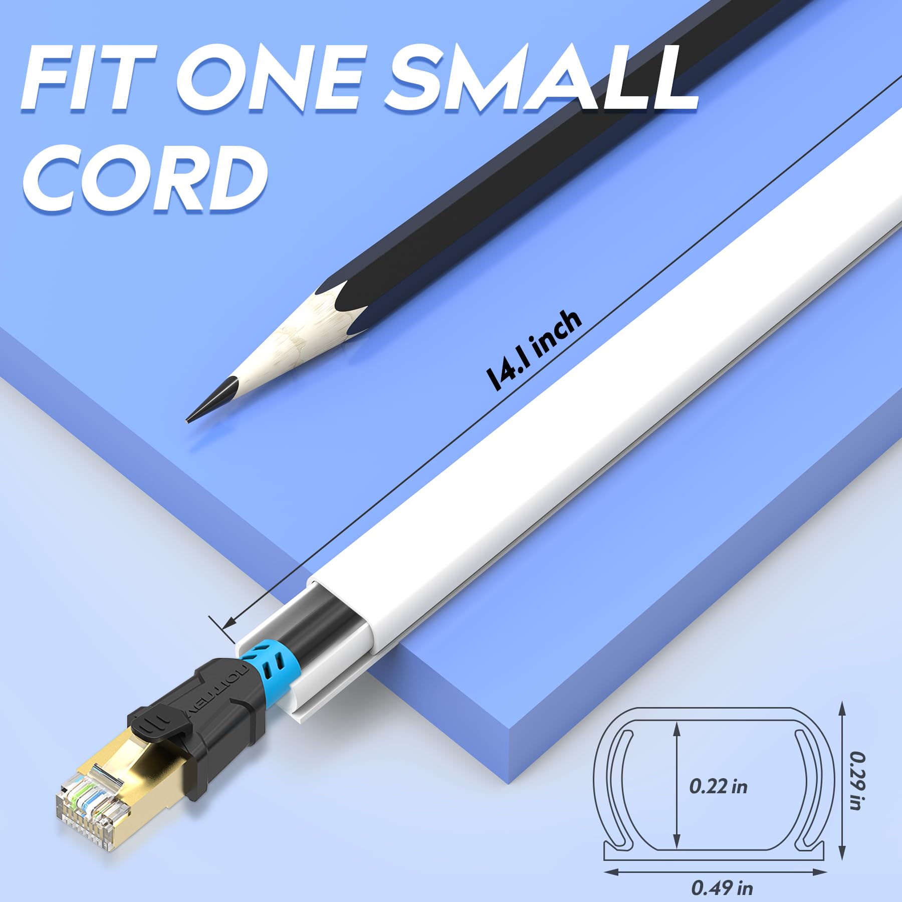 142'' Mini Cable Hider Wall   Bestong Cord Cover For Single Cord, Pvc Wire Concealer For Cords, Paintable Cable Raceway