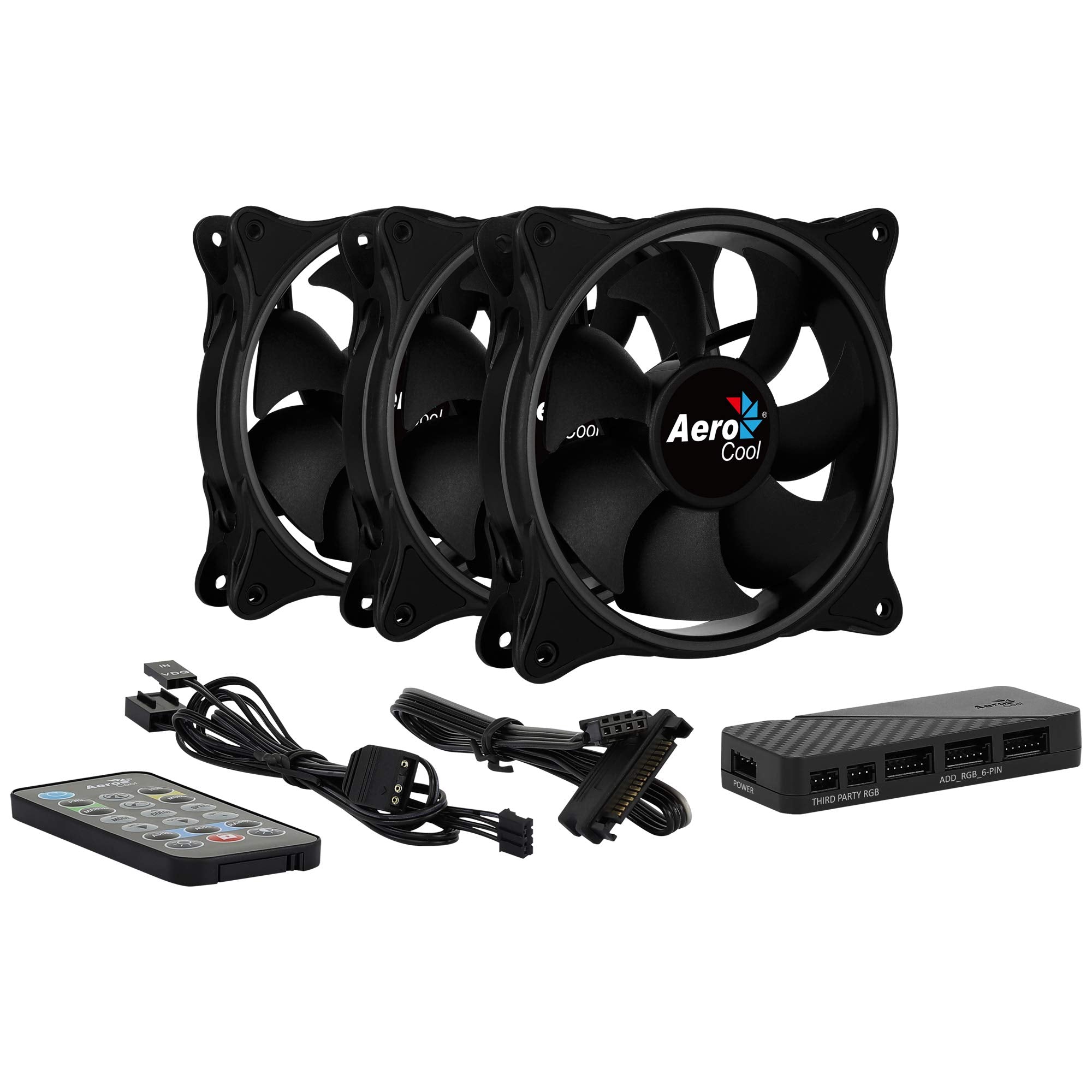 Aerocool Eclipse 12 Pro Bundle - 3 X Argb Fans 120Mm, 1 X H66F Hub, Remote Control, Rgb Led Dual Slim Ring Lighting, Includes 6-
