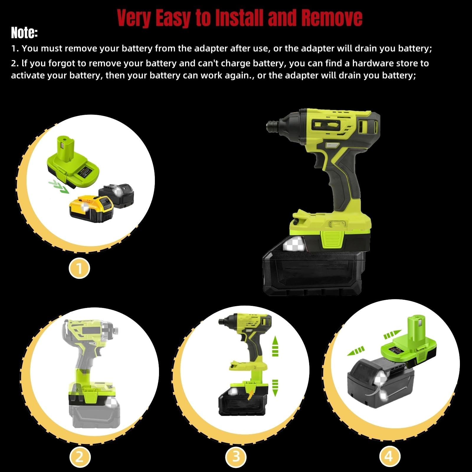 For Milwaukee To For Ryobi Battery Adapter (For M18 Battery Work For Ryobi 18V Tool)