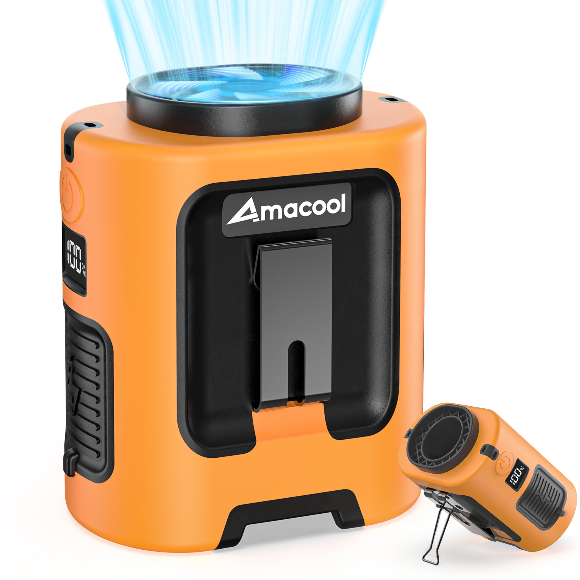 AMACOOL Mini Portable Waist Fan Clip on, 13000RPM 4-Speeds Personal Neck Fans, Up to 24H Battery Life, Rechargeable Wearable Shi